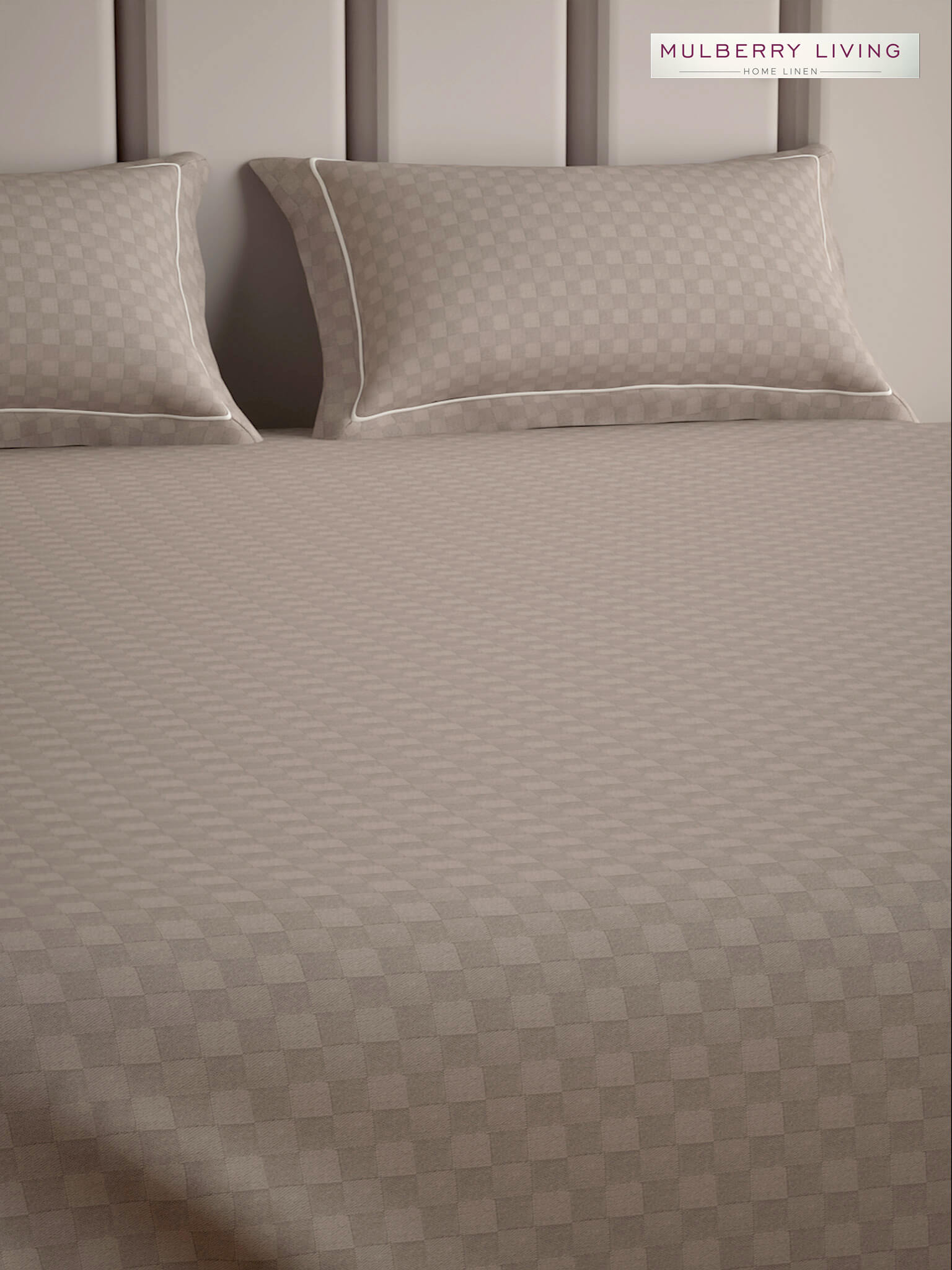 Urban Grid 100% Cotton Bedsheet Set with 2 Pillow Covers - 300TC