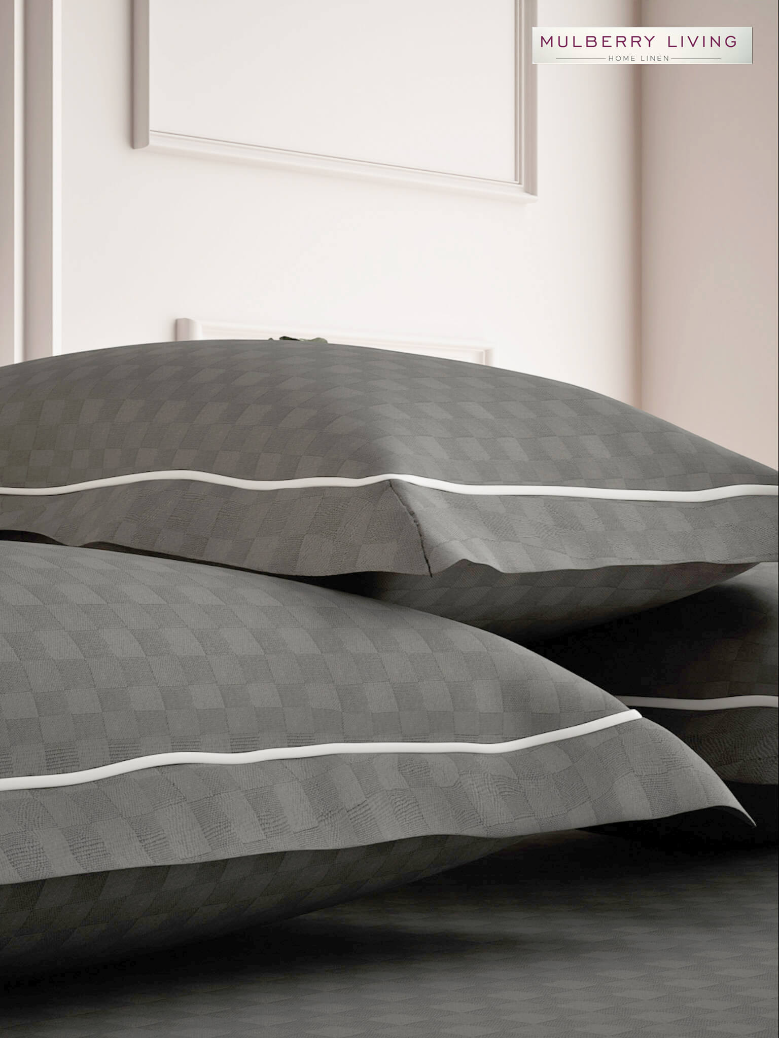 Urban Grid 100% Cotton Bedsheet Set with 2 Pillow Covers - 300TC