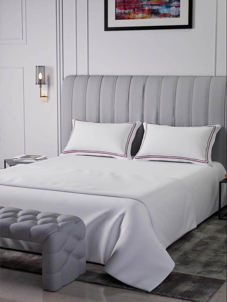 Sovereign Whites 100% Cotton Super King Bedsheet Set with 2 Double Pillow Covers - 400TC