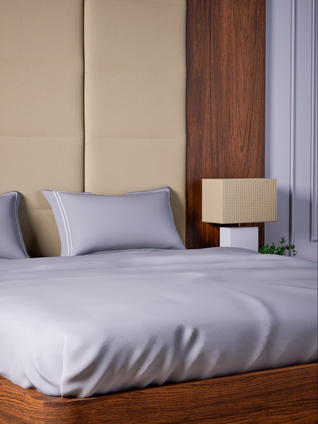 Opulent Hue 100% Cotton Super King Bedsheet Set with 2 Double Pillow Covers - 500TC