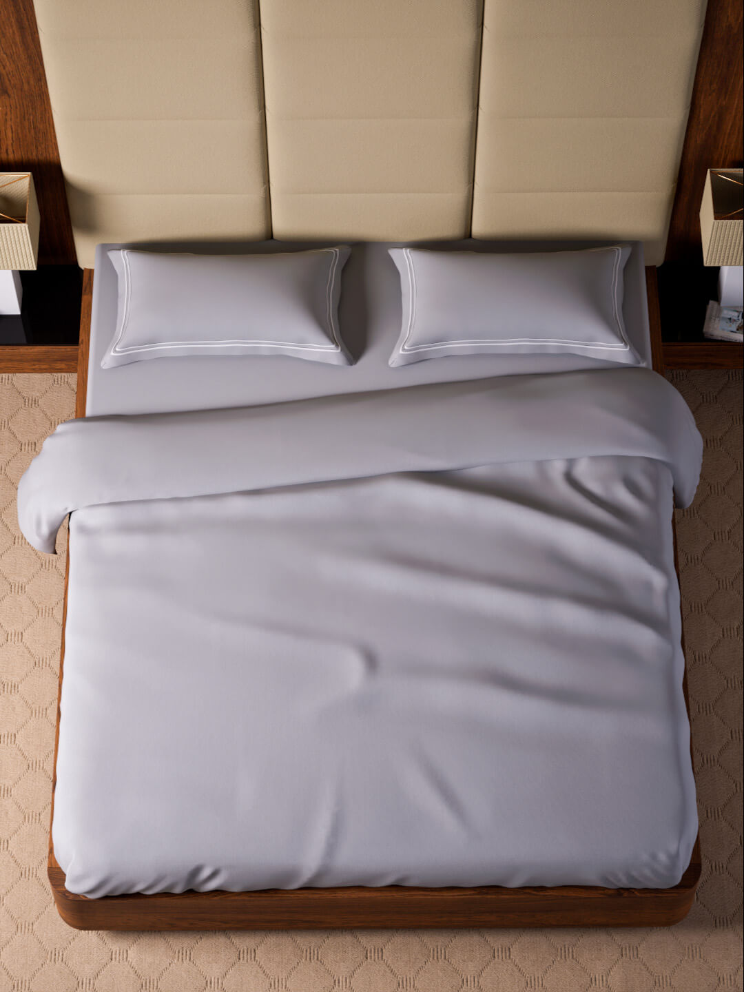 Opulent Hue 100% Cotton Super King Bedsheet Set with 2 Double Pillow Covers - 500TC