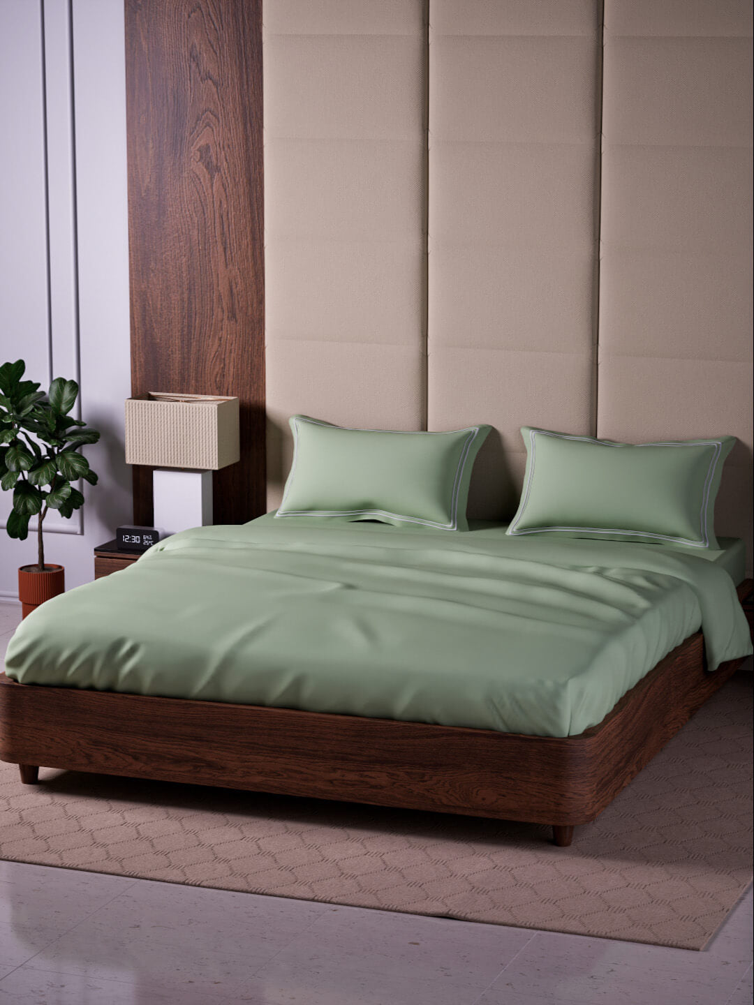 Opulent Hue 100% Cotton Super King Bedsheet Set with 2 Double Pillow Covers - 500TC