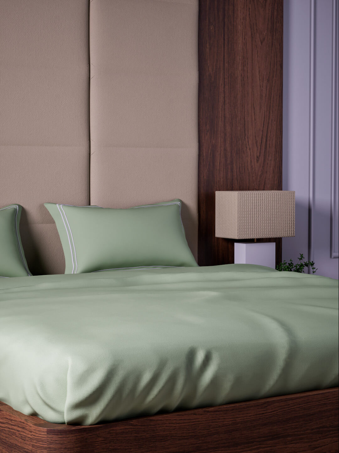 Opulent Hue 100% Cotton Super King Bedsheet Set with 2 Double Pillow Covers - 500TC