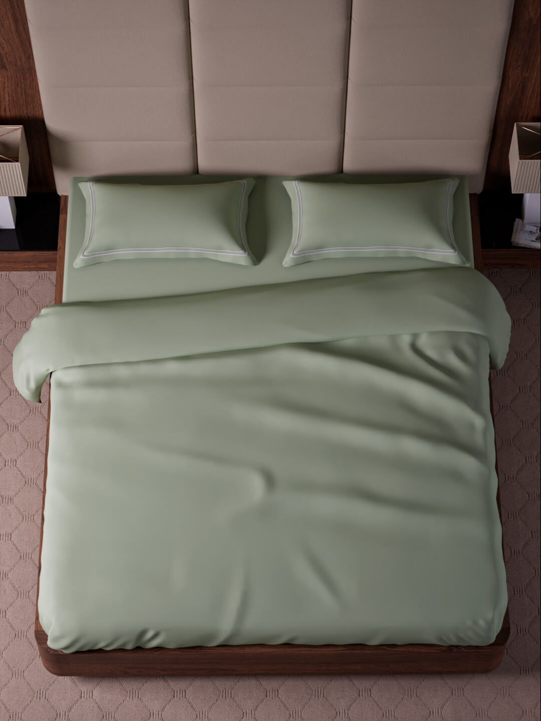 Opulent Hue 100% Cotton Super King Bedsheet Set with 2 Double Pillow Covers - 500TC