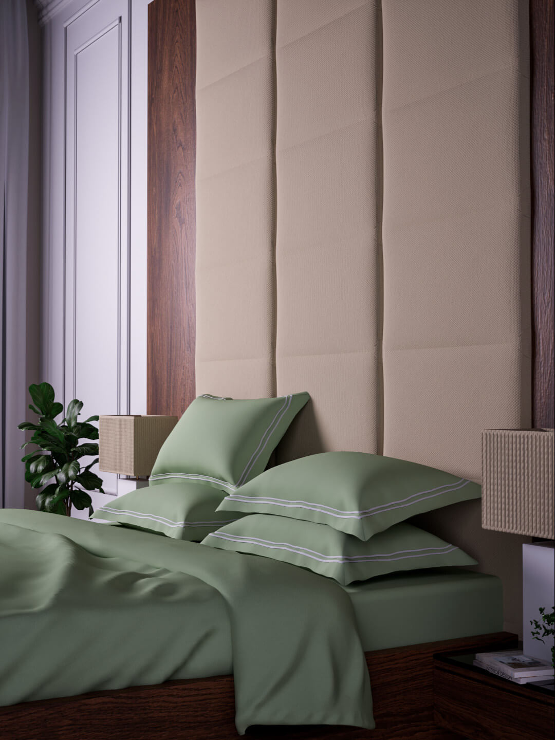 Opulent Hue 100% Cotton Super King Bedsheet Set with 2 Double Pillow Covers - 500TC