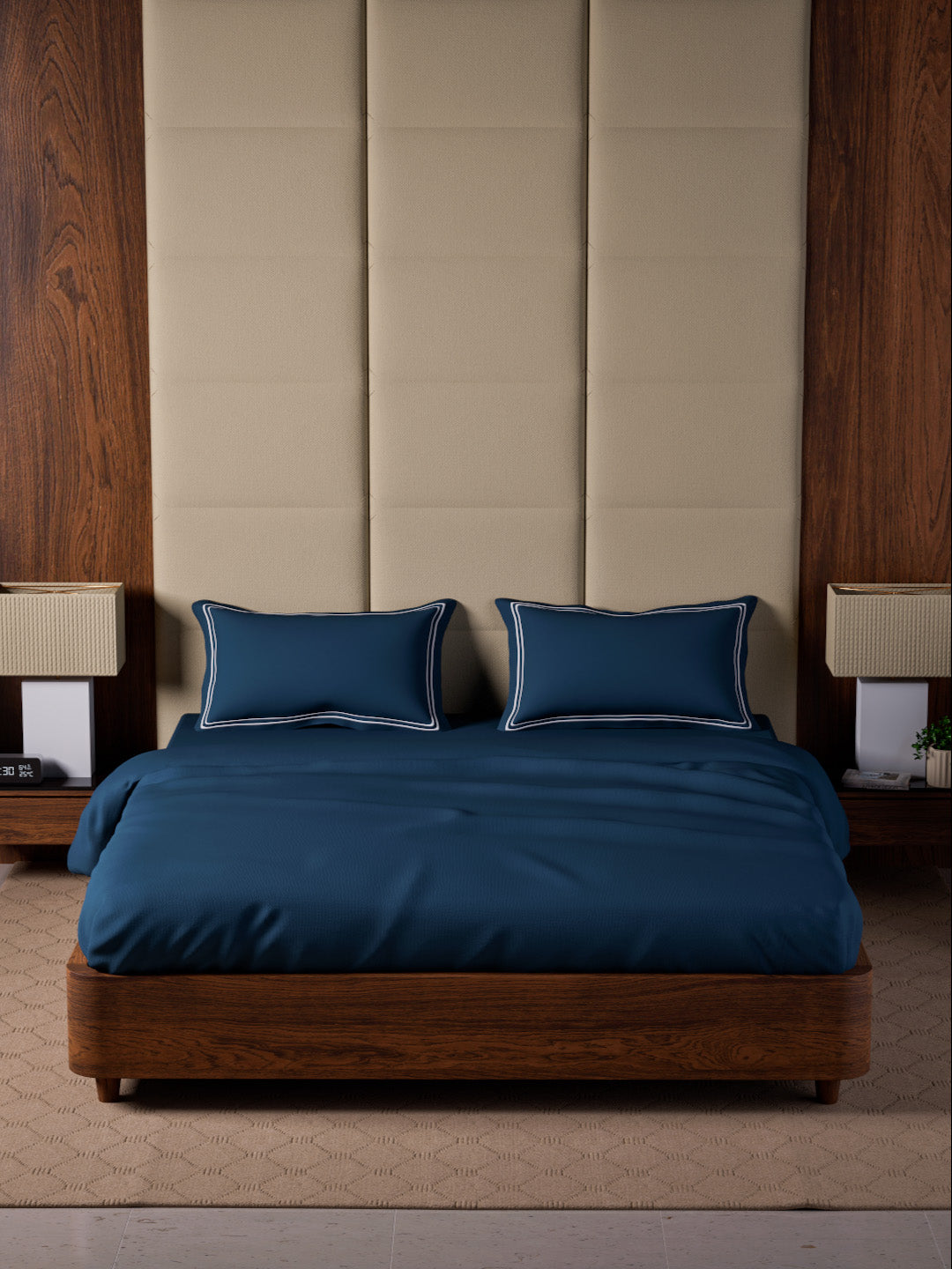 Opulent Hue 100% Cotton Super King Bedsheet Set with 2 Double Pillow Covers - 500TC