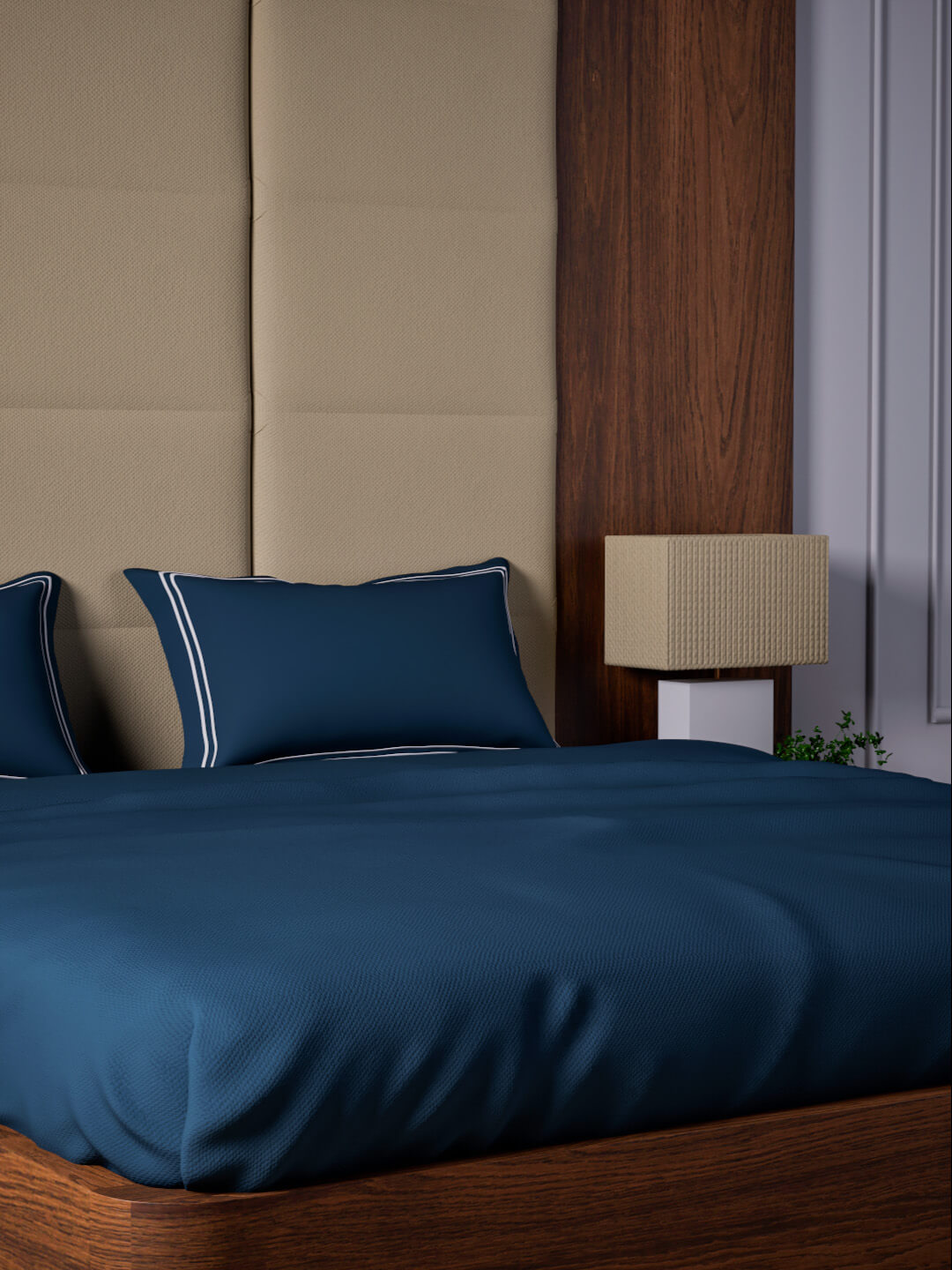 Opulent Hue 100% Cotton Super King Bedsheet Set with 2 Double Pillow Covers - 500TC