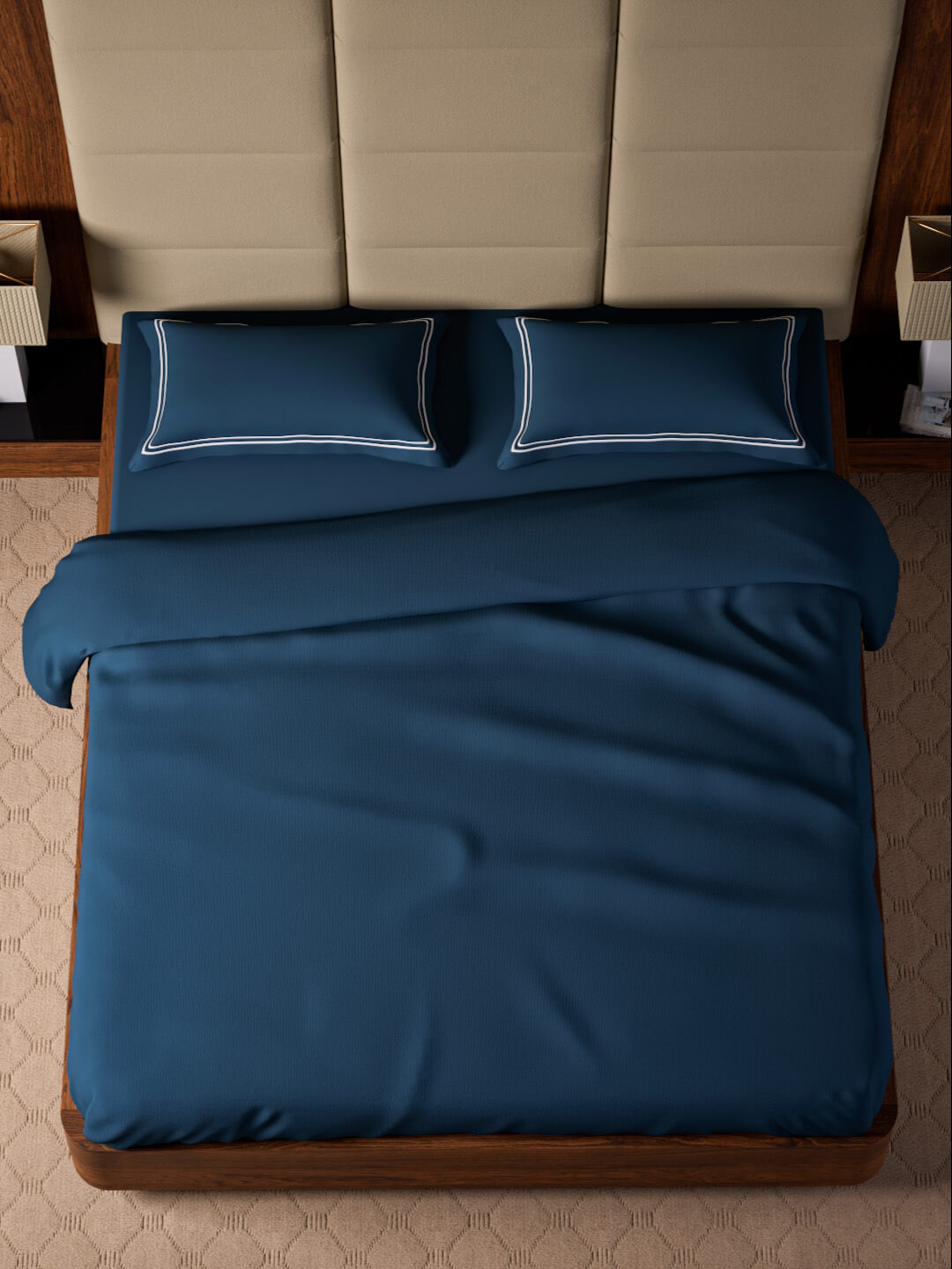 Opulent Hue 100% Cotton Super King Bedsheet Set with 2 Double Pillow Covers - 500TC