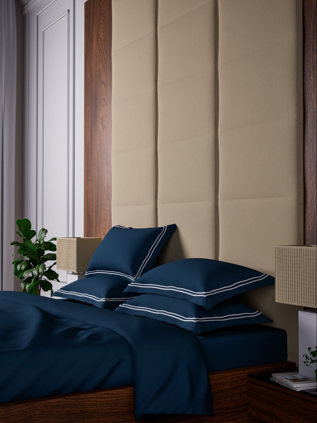 Opulent Hue 100% Cotton Super King Bedsheet Set with 2 Double Pillow Covers - 500TC