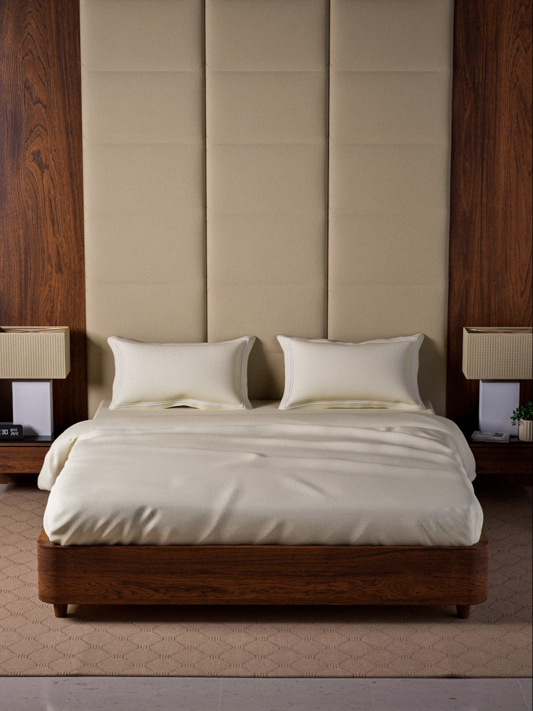 Opulent Hue 100% Cotton Super King Bedsheet Set with 2 Double Pillow Covers - 500TC