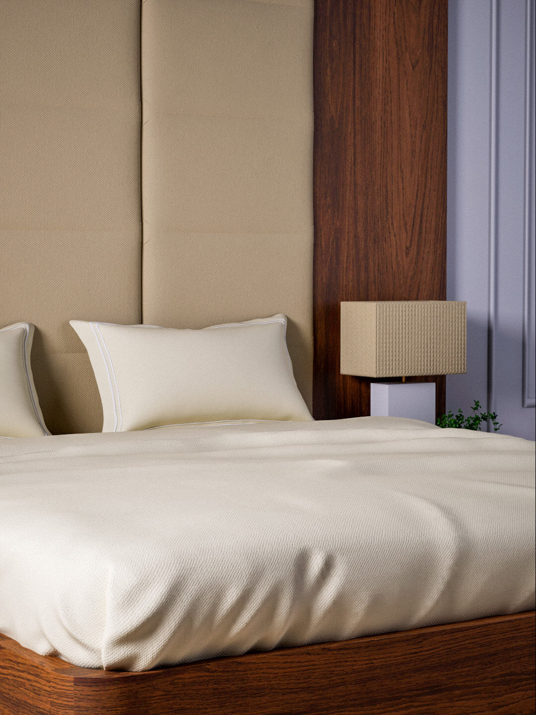 Opulent Hue 100% Cotton Super King Bedsheet Set with 2 Double Pillow Covers - 500TC