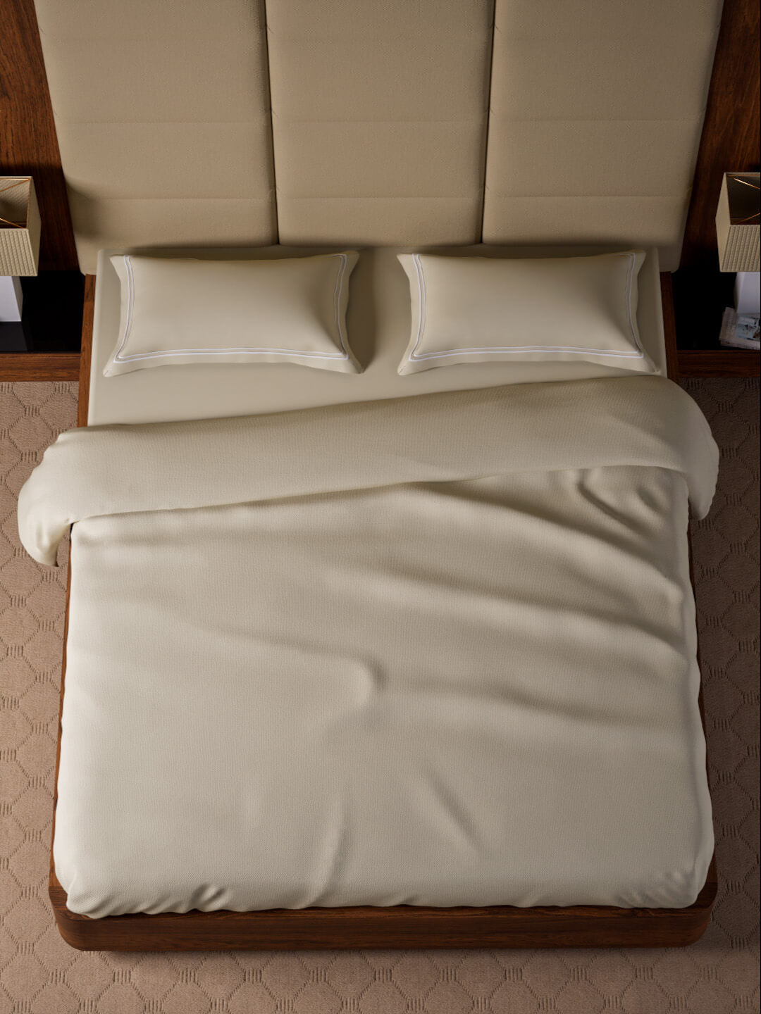 Opulent Hue 100% Cotton Super King Bedsheet Set with 2 Double Pillow Covers - 500TC