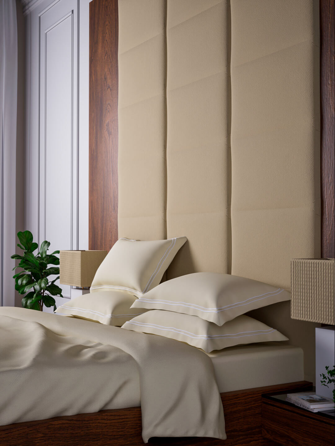 Opulent Hue 100% Cotton Super King Bedsheet Set with 2 Double Pillow Covers - 500TC