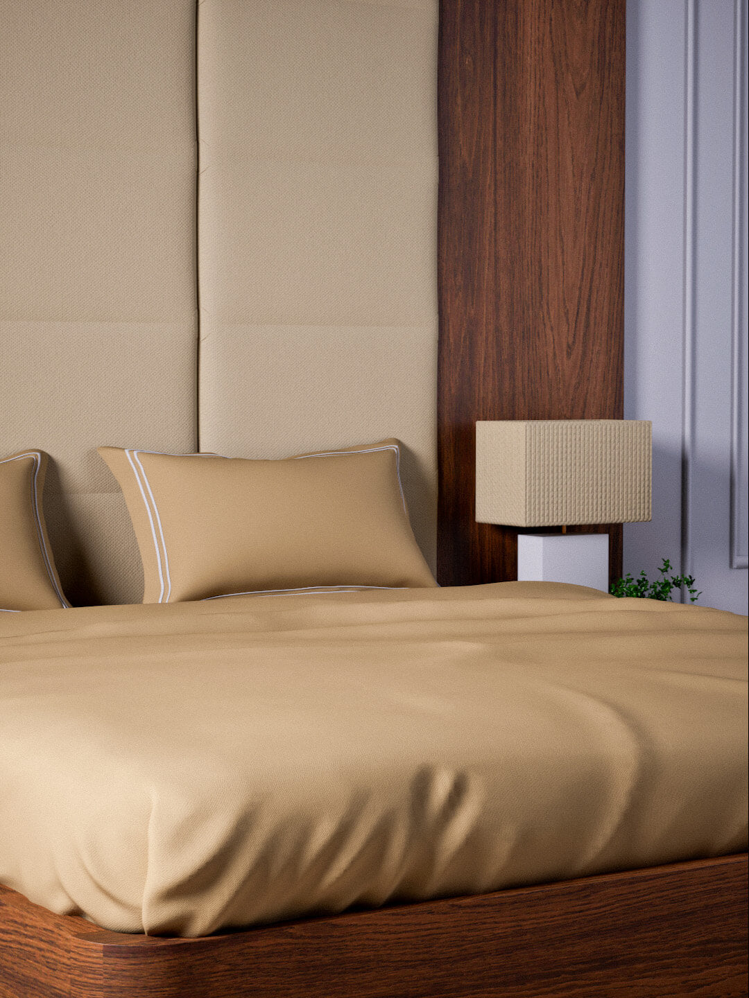 Opulent Hue 100% Cotton Super King Bedsheet Set with 2 Double Pillow Covers - 500TC