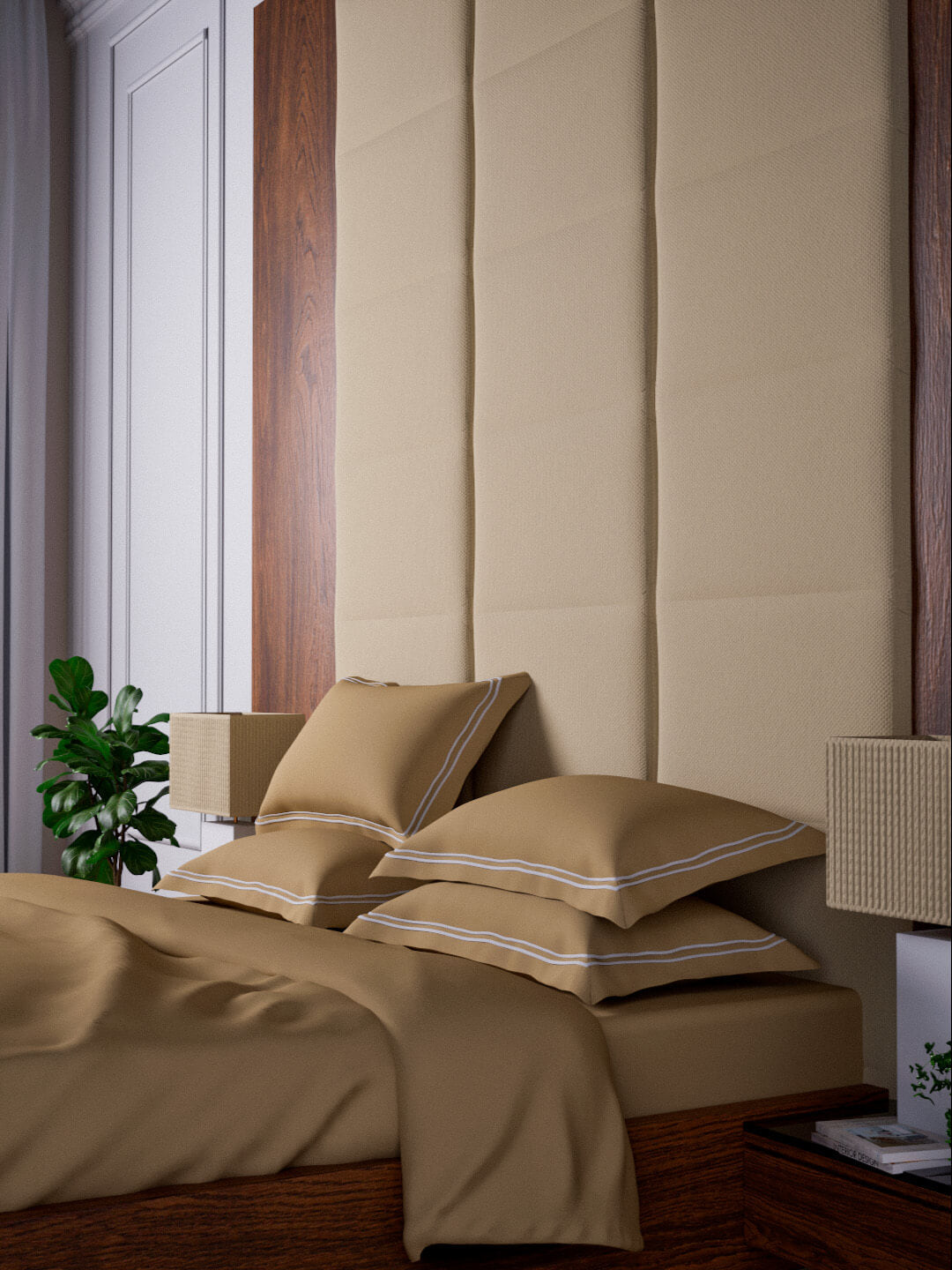 Opulent Hue 100% Cotton Super King Bedsheet Set with 2 Double Pillow Covers - 500TC