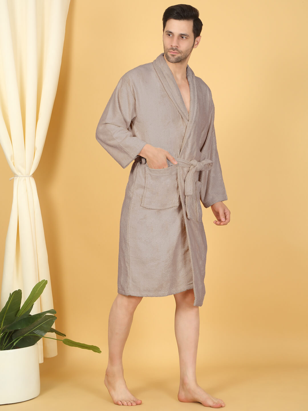 Bamboo Bliss Terry Bath Robe - Bamboo Cotton, Ultra-Soft & Lightweight, Unisex Free Size