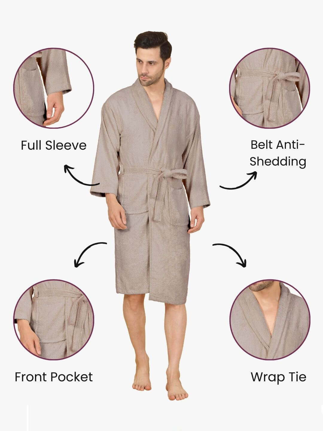 Bamboo Bliss Terry Bath Robe - Bamboo Cotton, Ultra-Soft & Lightweight, Unisex Free Size
