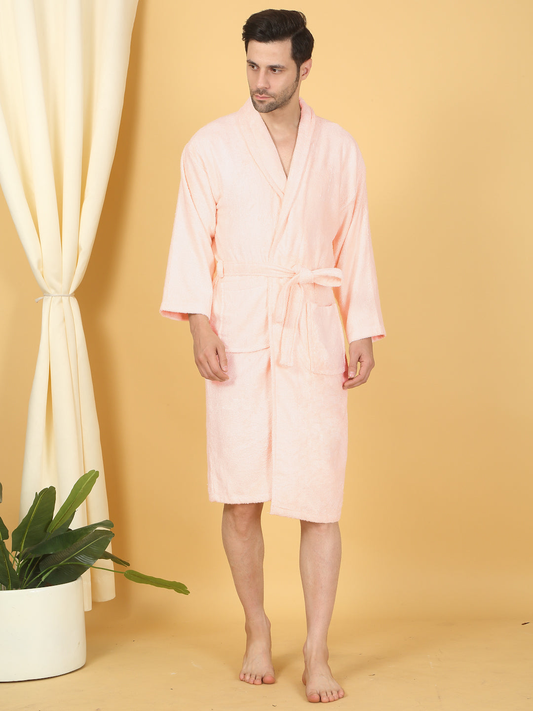 Bamboo Bliss Terry Bath Robe - Bamboo Cotton, Ultra-Soft & Lightweight, Unisex Free Size