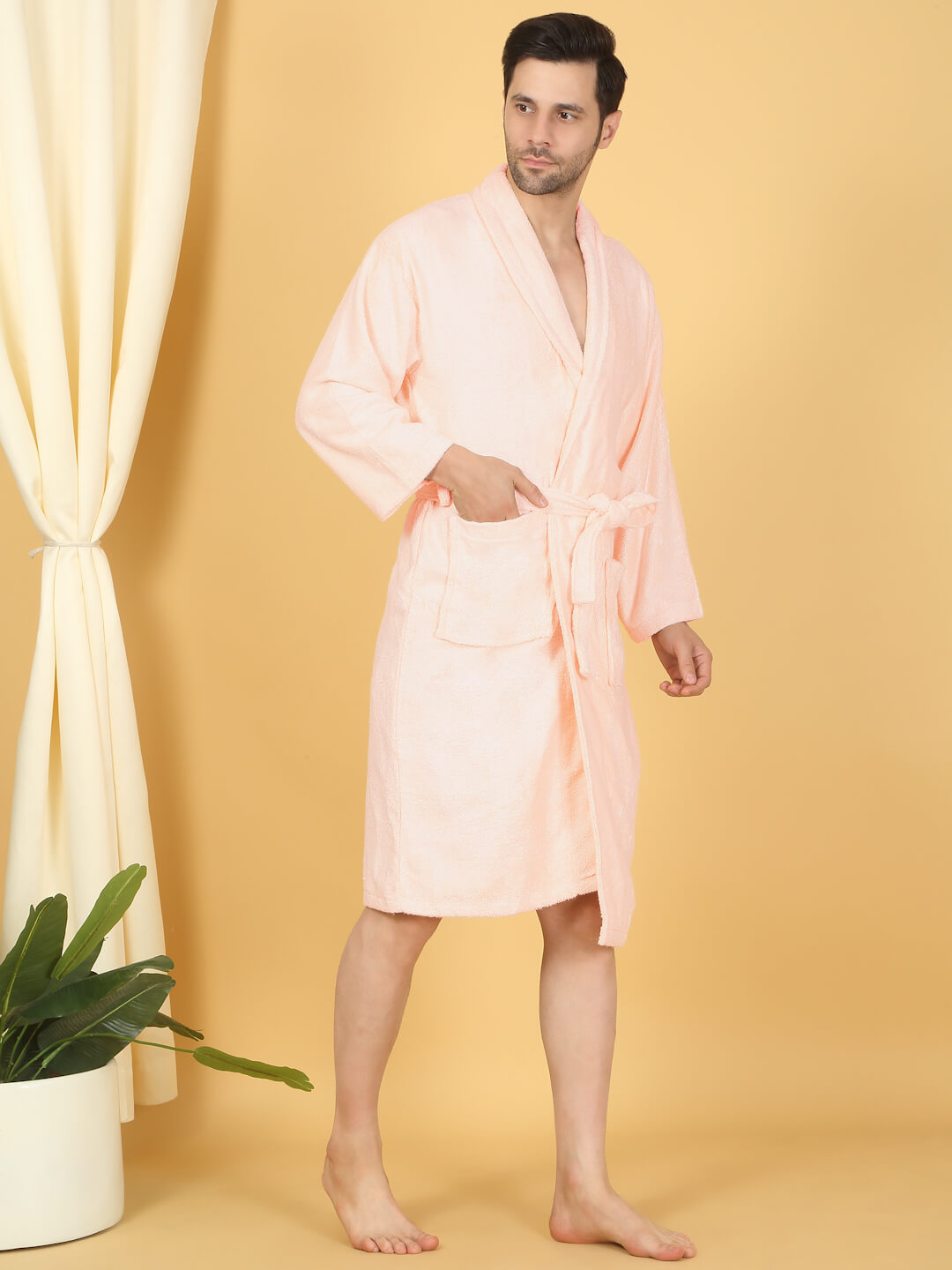 Bamboo Bliss Terry Bath Robe - Bamboo Cotton, Ultra-Soft & Lightweight, Unisex Free Size