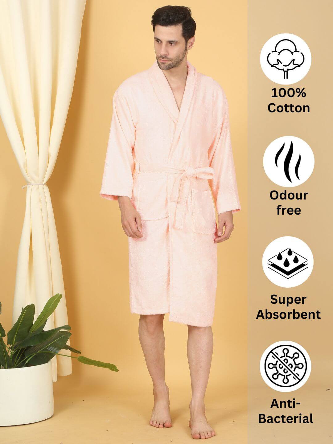 Bamboo Bliss Terry Bath Robe - Bamboo Cotton, Ultra-Soft & Lightweight, Unisex Free Size