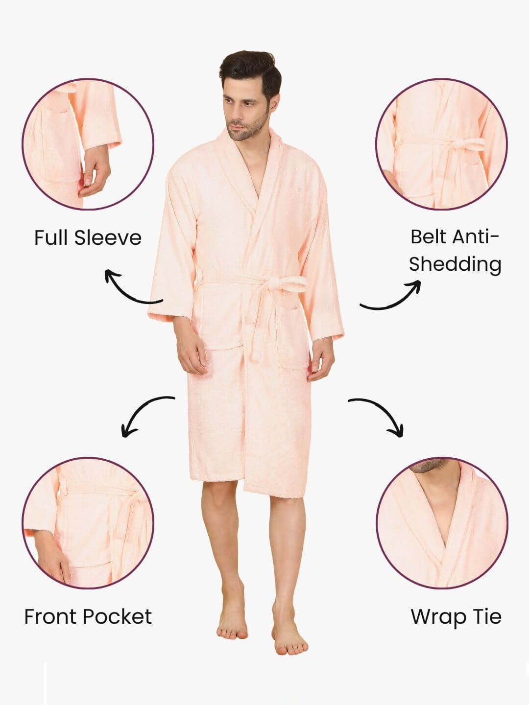 Bamboo Bliss Terry Bath Robe - Bamboo Cotton, Ultra-Soft & Lightweight, Unisex Free Size