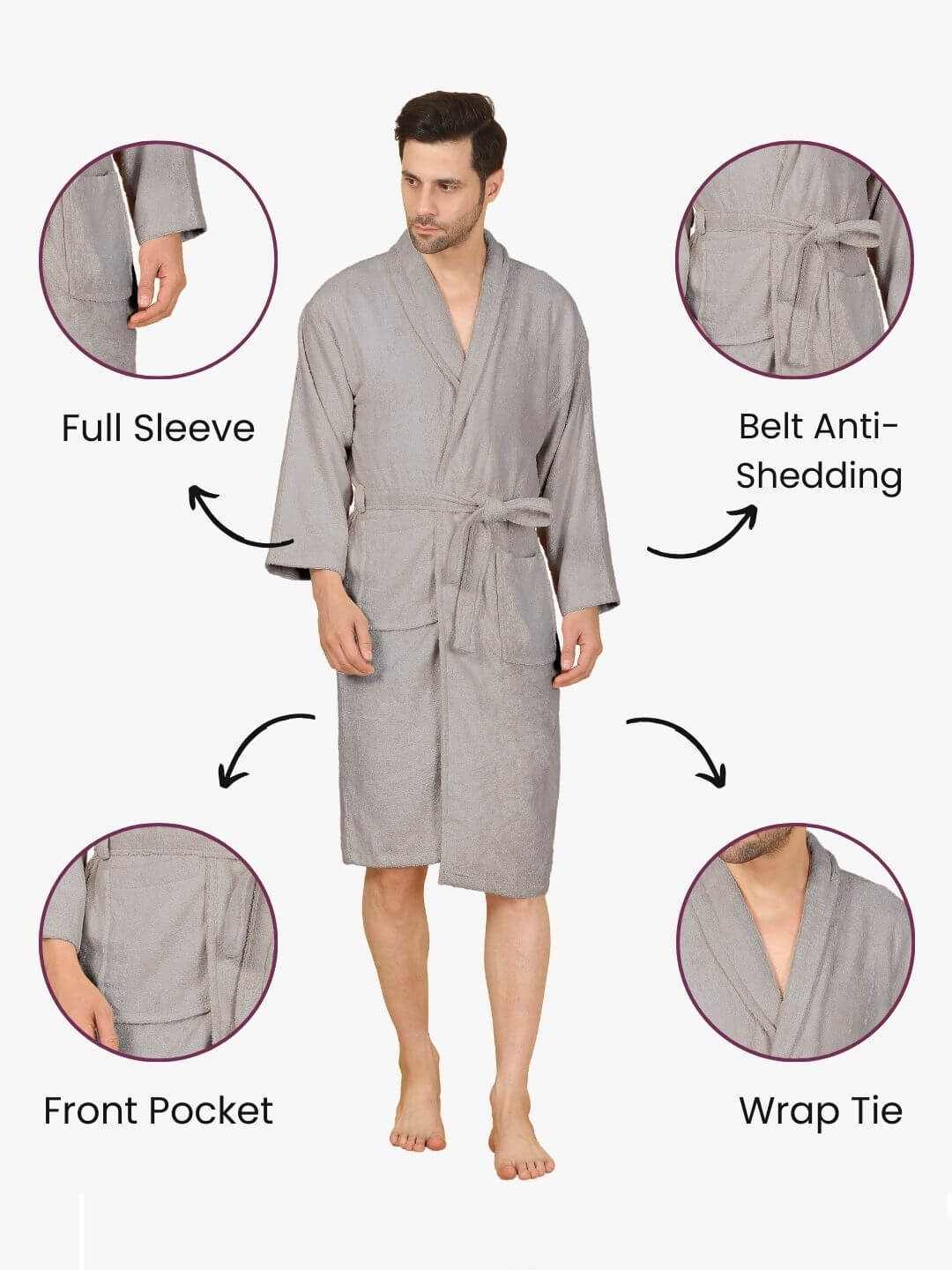 Bamboo Bliss Terry Bath Robe - Bamboo Cotton, Ultra-Soft & Lightweight, Unisex Free Size