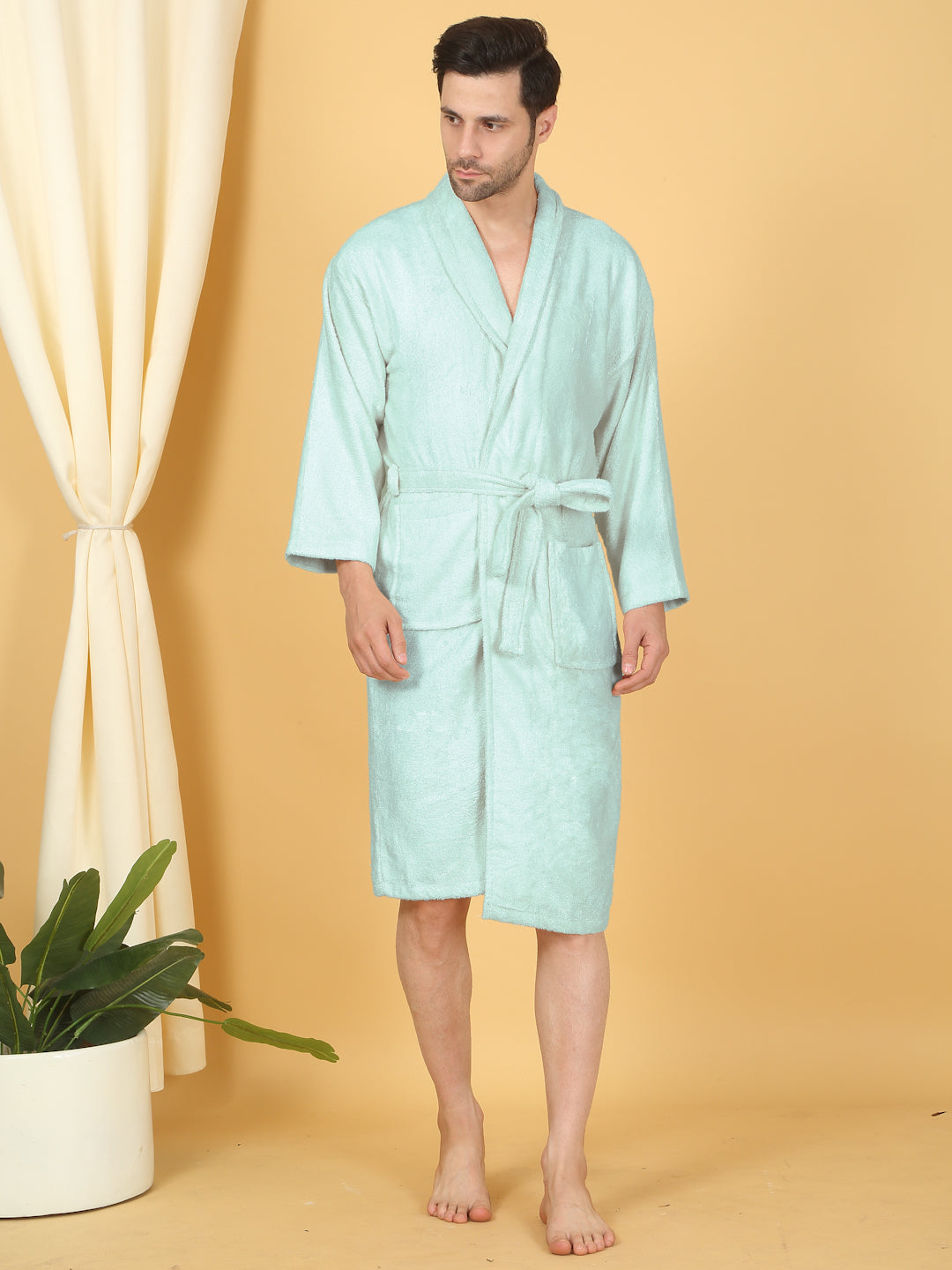 Bamboo Bliss Terry Bath Robe - Bamboo Cotton, Ultra-Soft & Lightweight, Unisex Free Size