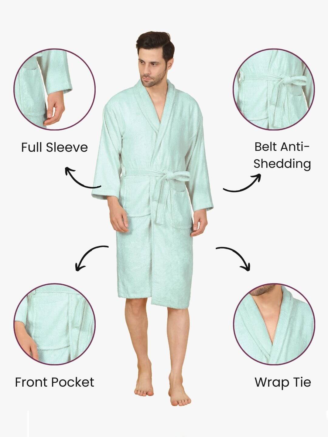Bamboo Bliss Terry Bath Robe - Bamboo Cotton, Ultra-Soft & Lightweight, Unisex Free Size
