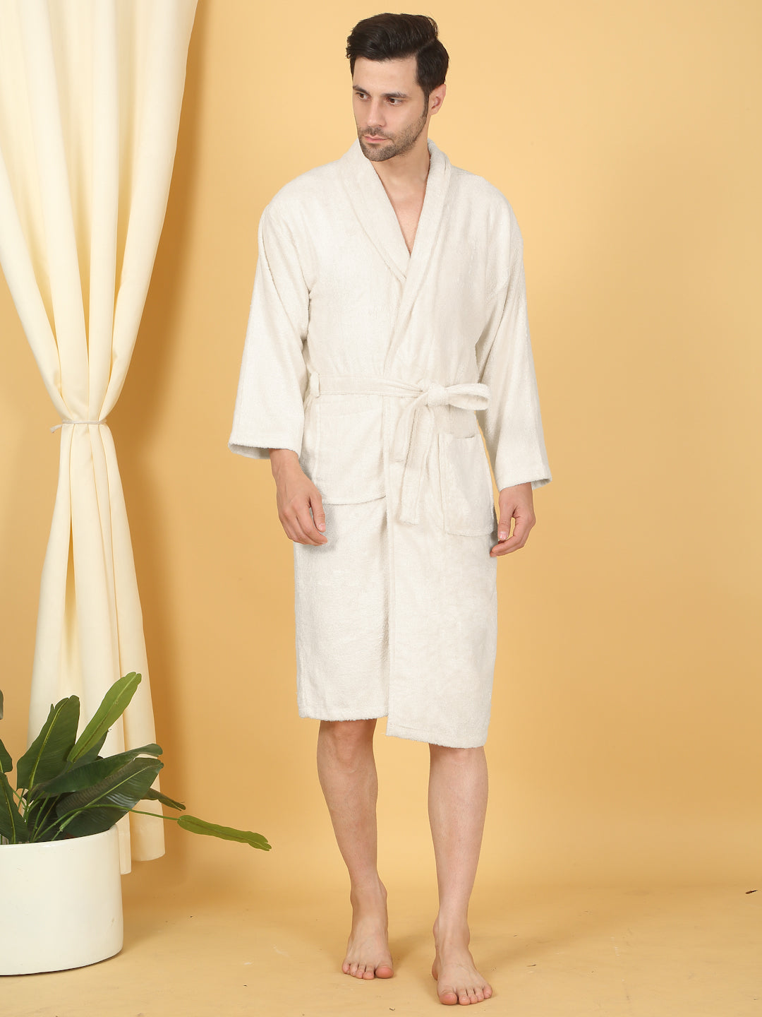 Bamboo Bliss Terry Bath Robe - Bamboo Cotton, Ultra-Soft & Lightweight, Unisex Free Size