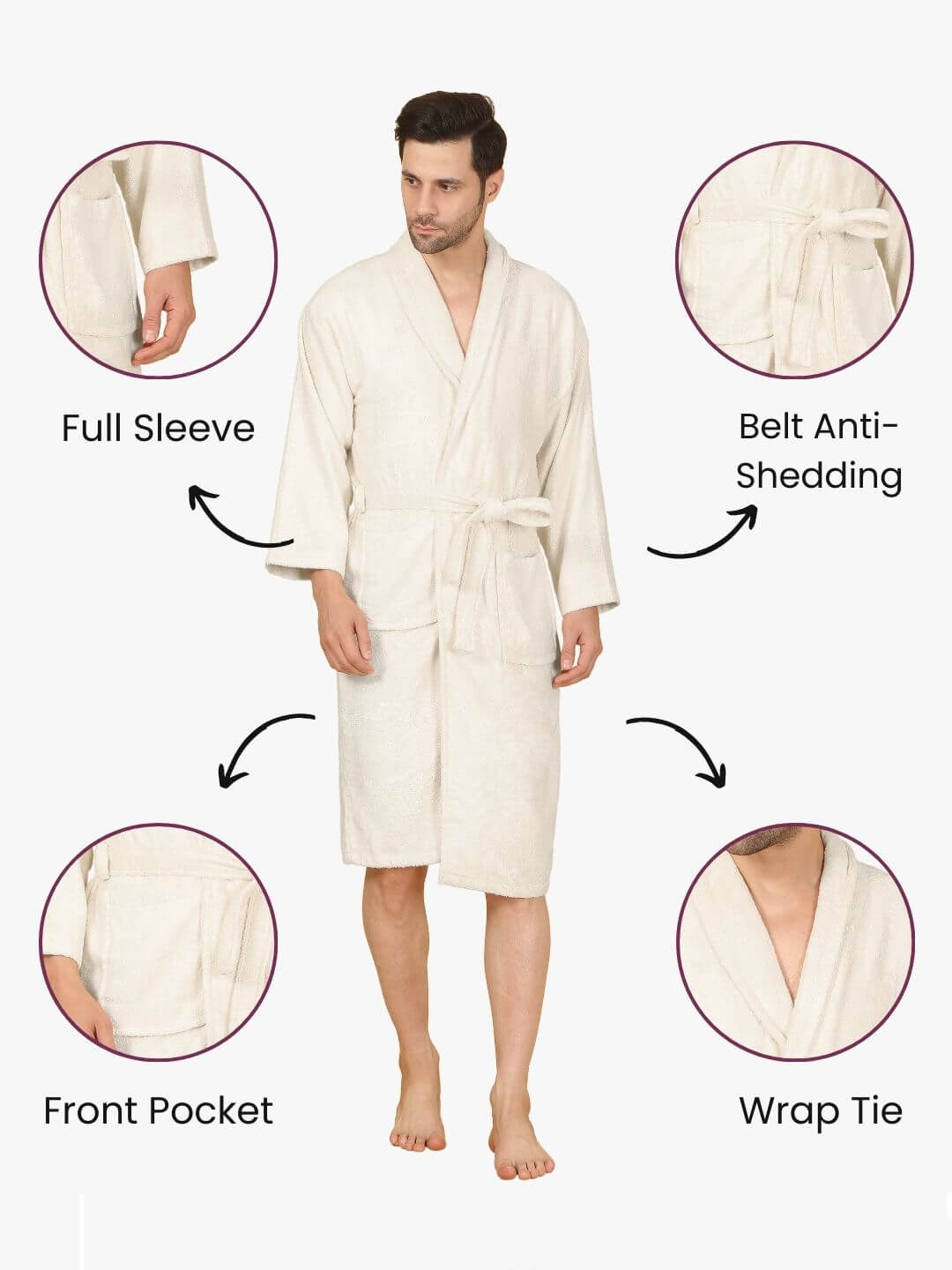 Bamboo Bliss Terry Bath Robe - Bamboo Cotton, Ultra-Soft & Lightweight, Unisex Free Size