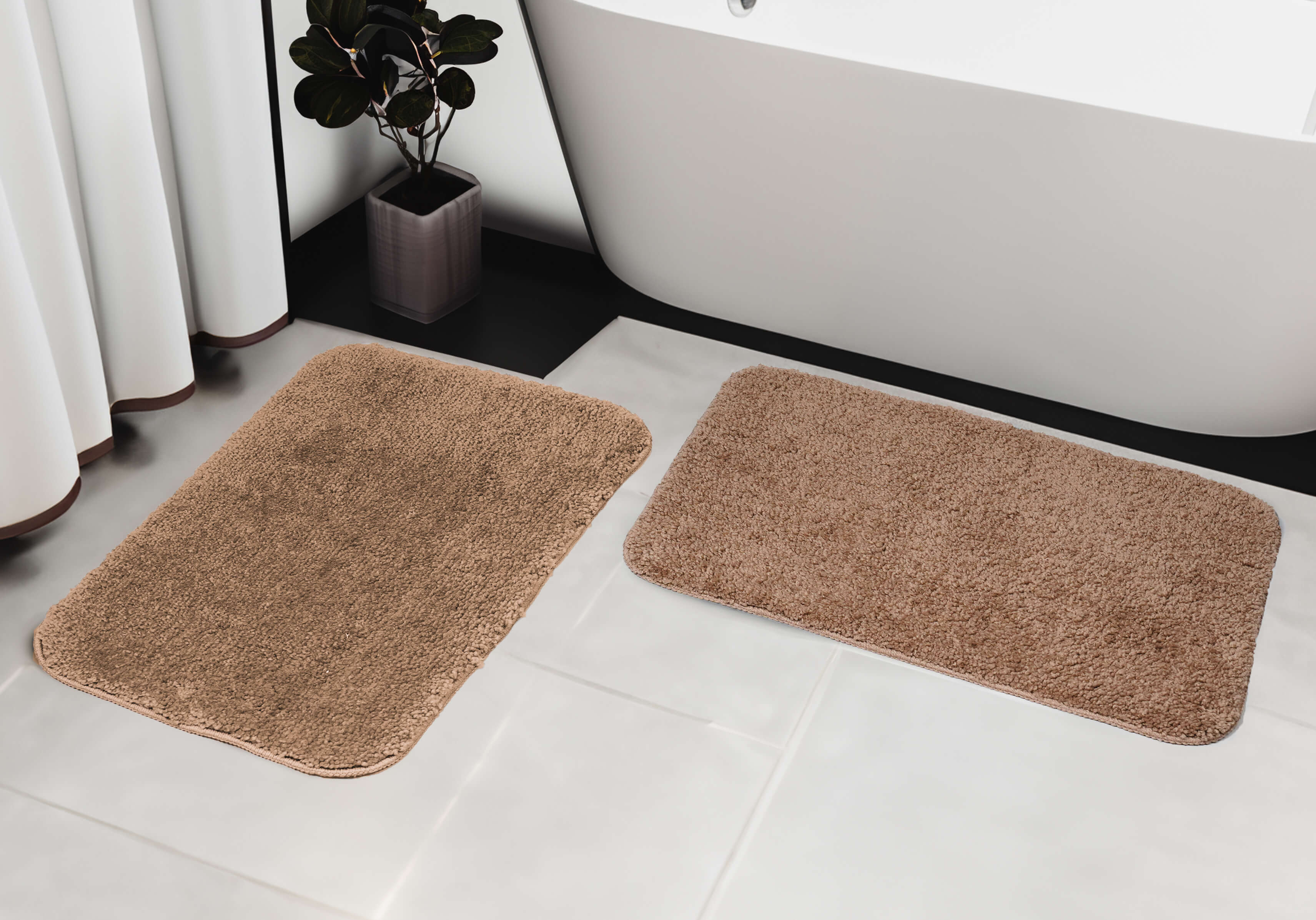 Micro Plush Bath Mats (Set of 2) - 2000 TC Microfiber, Ultra-Soft, Quick Dry, 2000 GSM