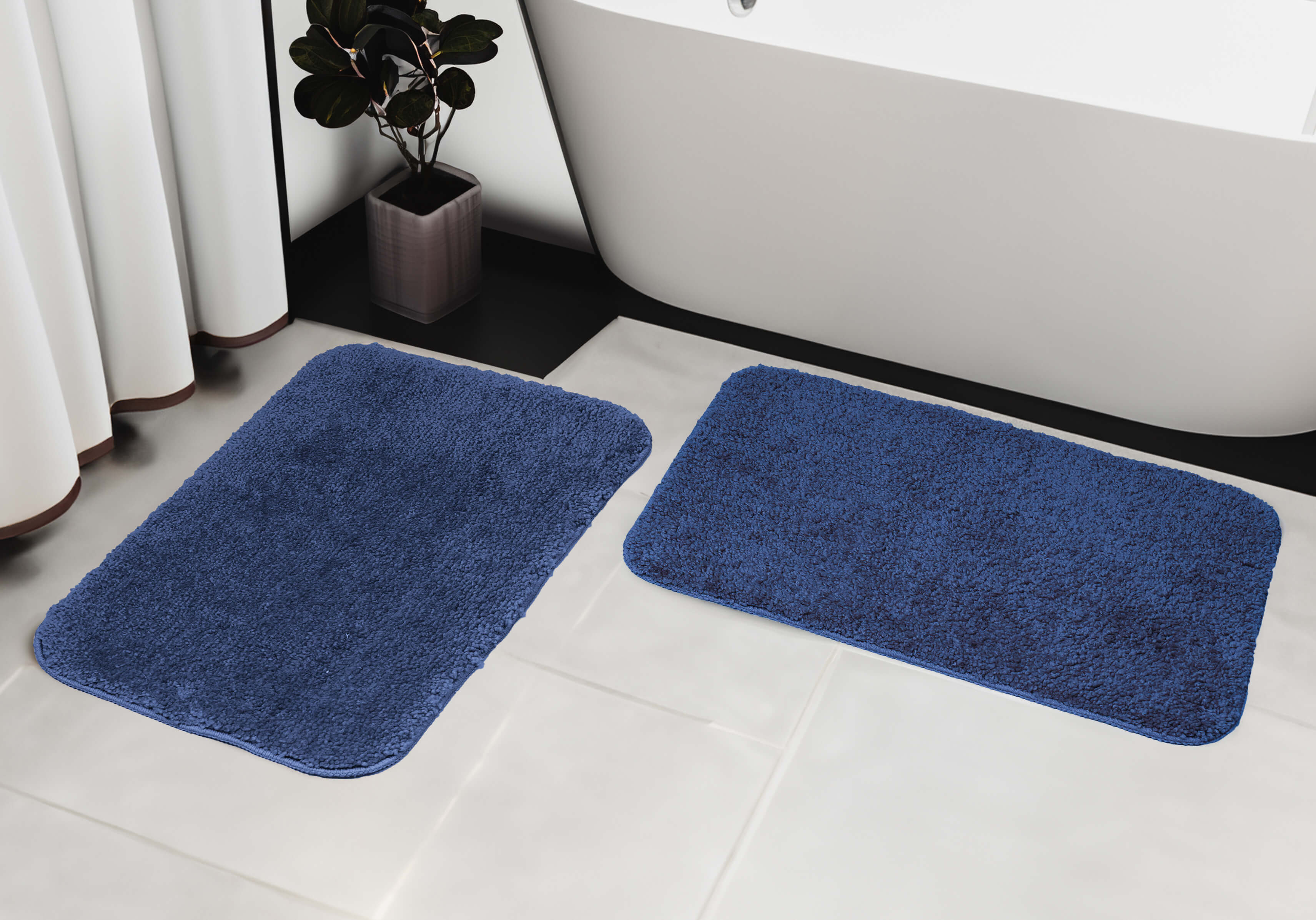 Micro Plush Bath Mats (Set of 2) - 2000 TC Microfiber, Ultra-Soft, Quick Dry, 2000 GSM