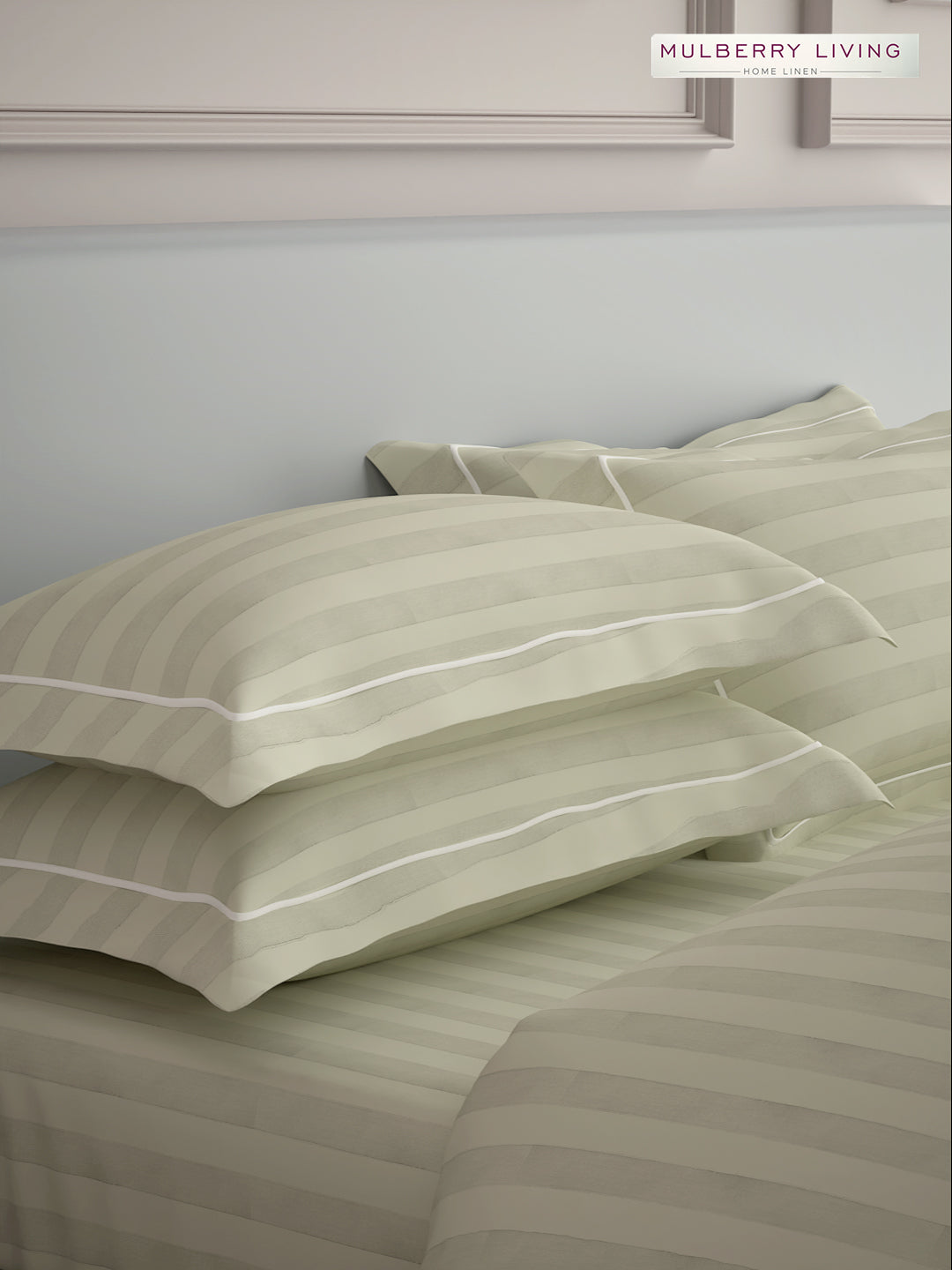 Elysian Stripes Pillow Covers (Set of 2) - 100% Cotton, 300TC, Ultra-Soft & Breathable