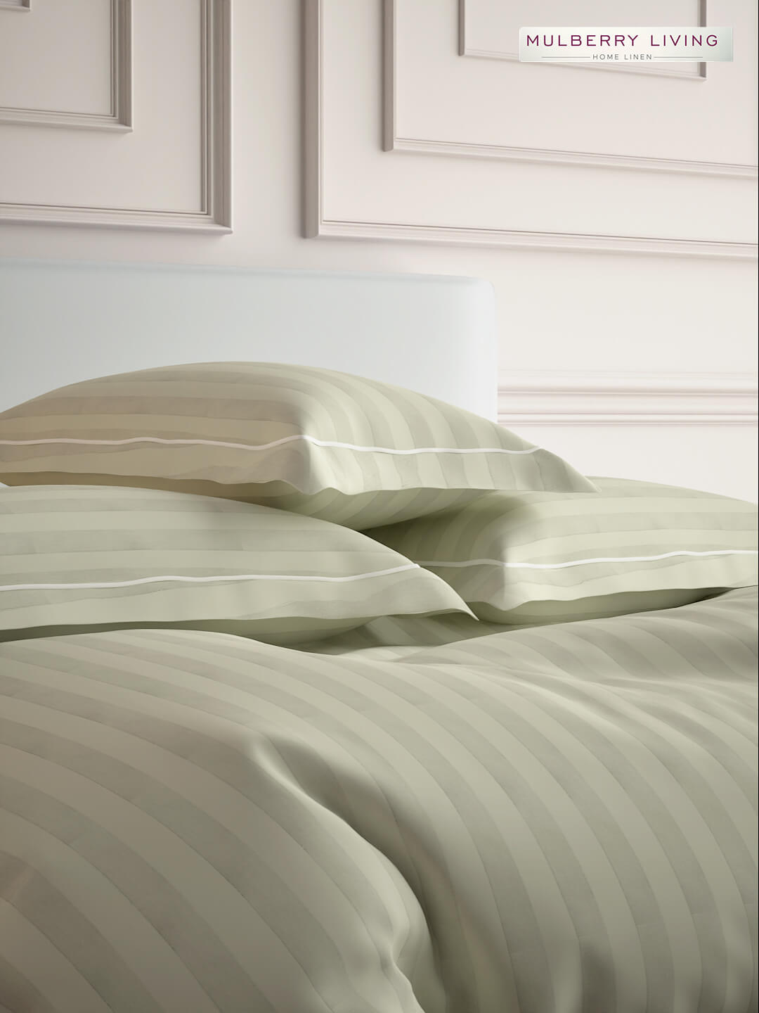 Elysian Stripes Pillow Covers (Set of 2) - 100% Cotton, 300TC, Ultra-Soft & Breathable