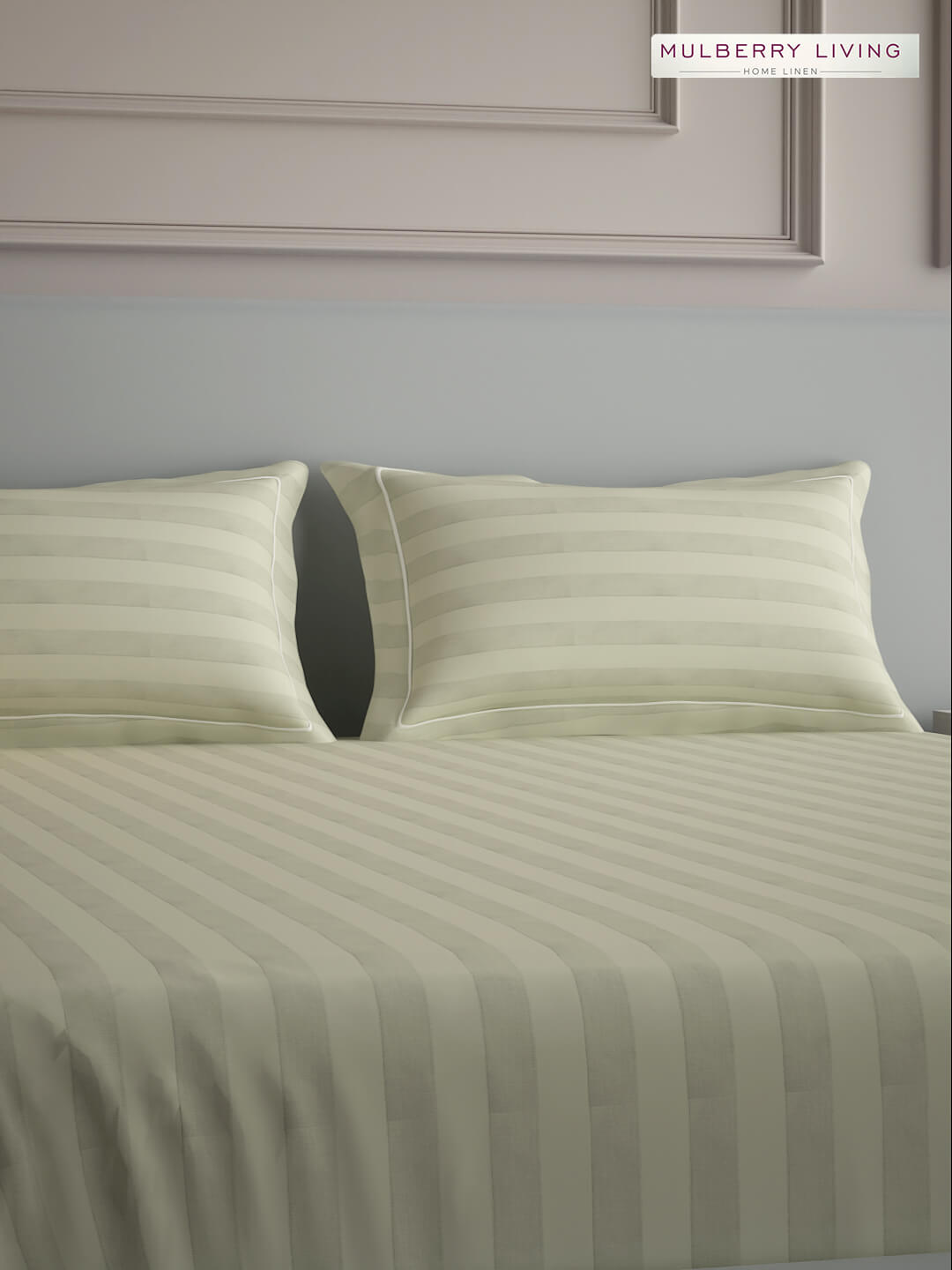 Elysian Stripes Pillow Covers (Set of 2) - 100% Cotton, 300TC, Ultra-Soft & Breathable