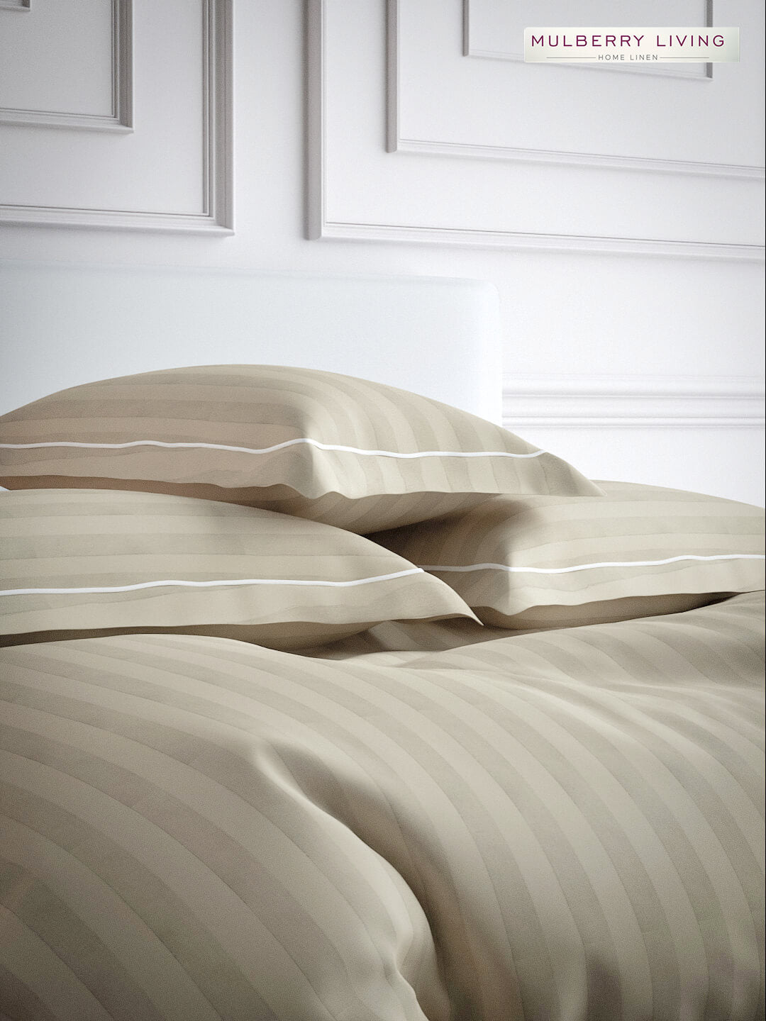 Elysian Stripes Pillow Covers (Set of 2) - 100% Cotton, 300TC, Ultra-Soft & Breathable