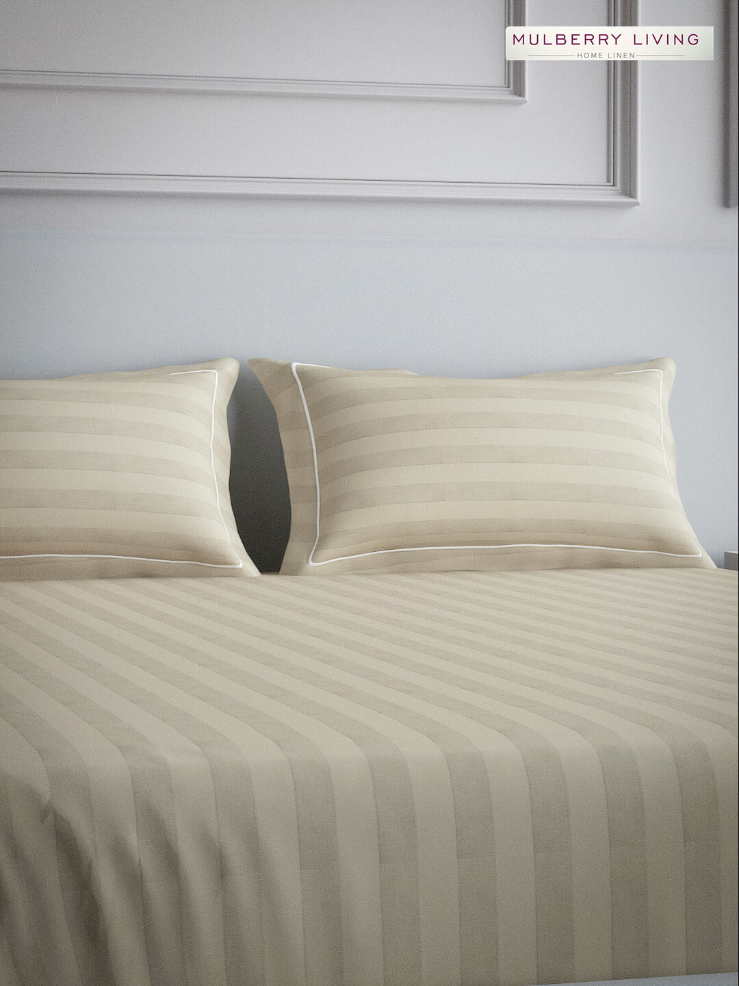 Elysian Stripes Pillow Covers (Set of 2) - 100% Cotton, 300TC, Ultra-Soft & Breathable