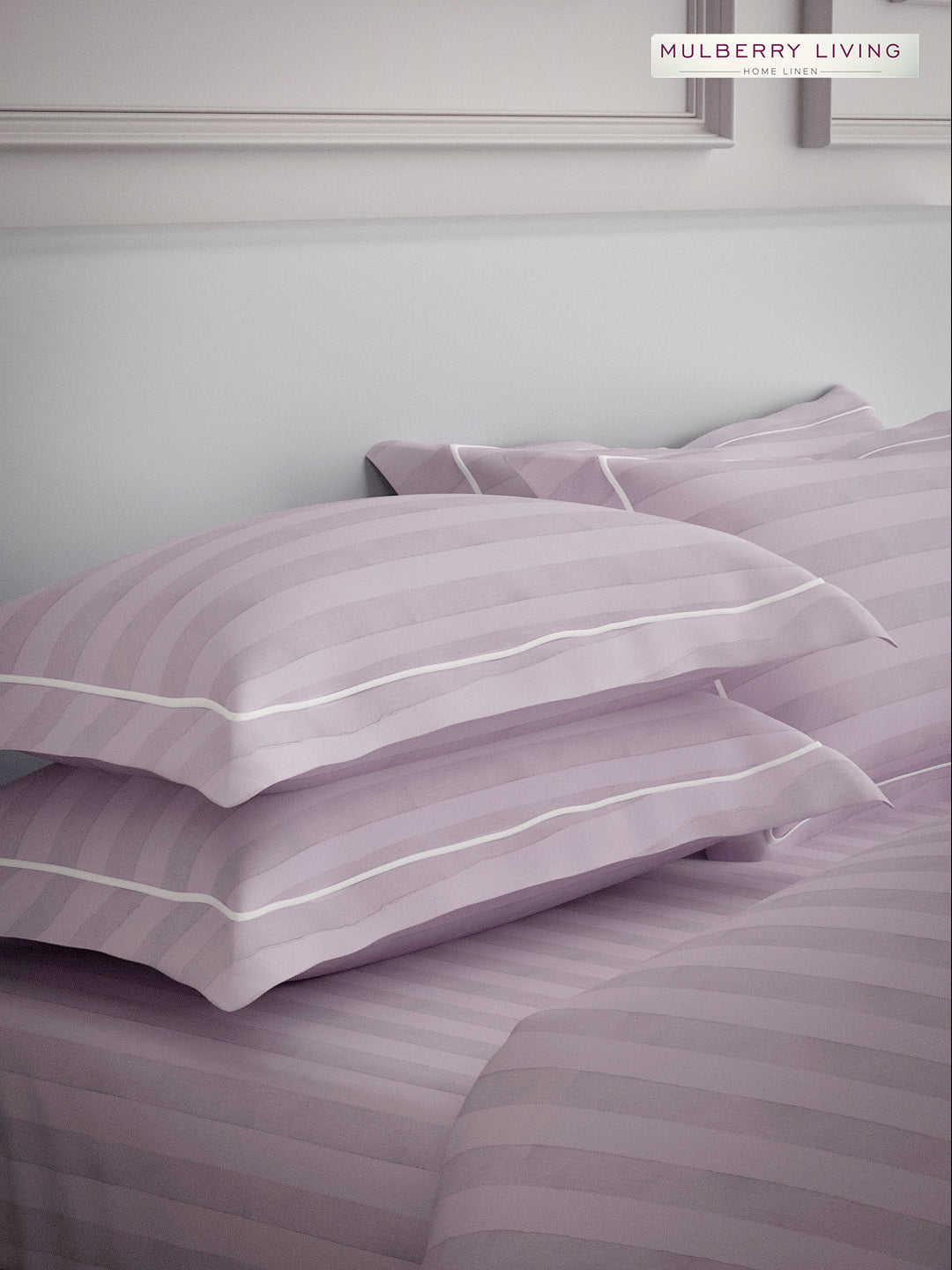 Elysian Stripes Pillow Covers (Set of 2) - 100% Cotton, 300TC, Ultra-Soft & Breathable