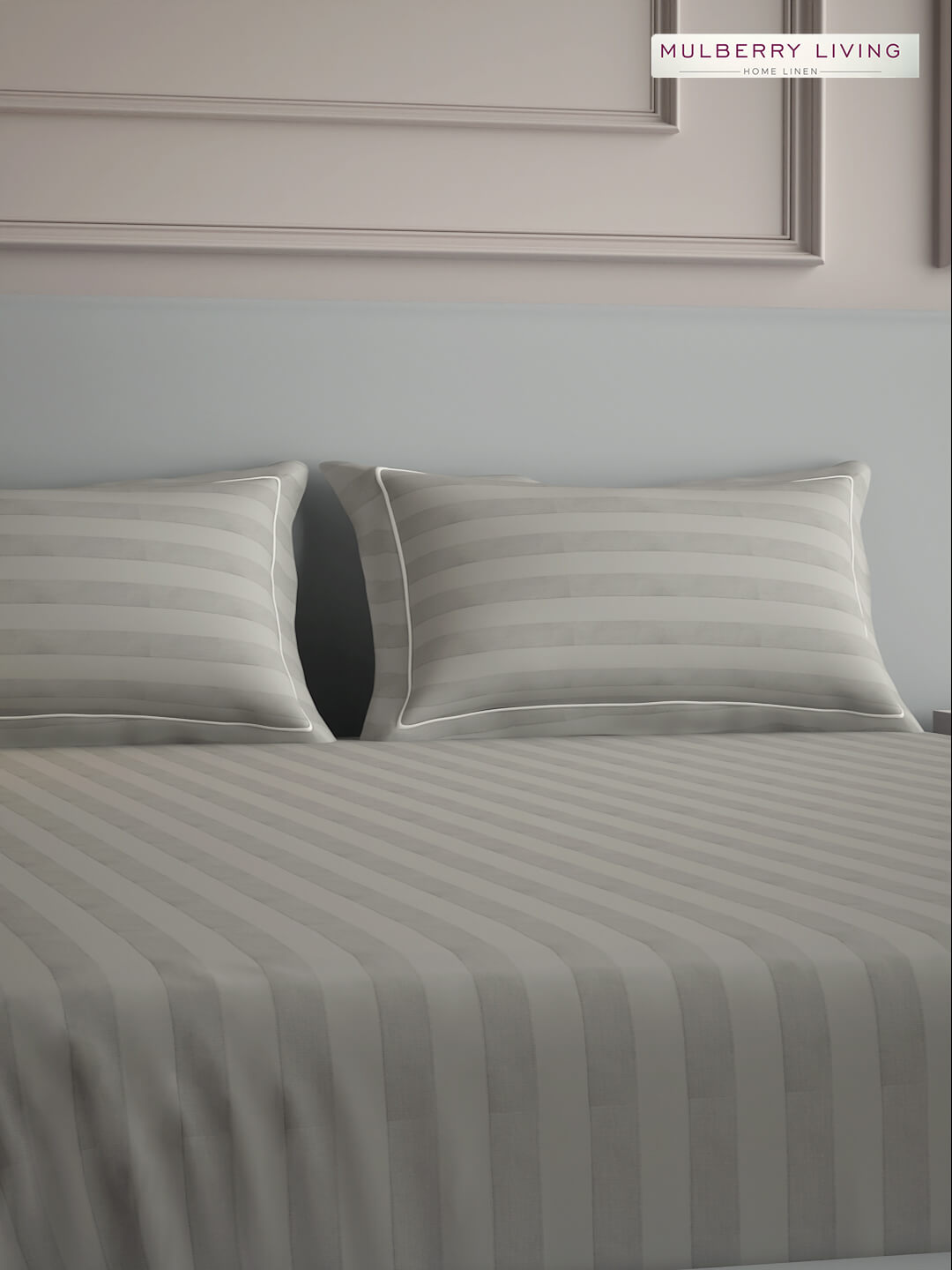 Elysian Stripes Pillow Covers (Set of 2) - 100% Cotton, 300TC, Ultra-Soft & Breathable