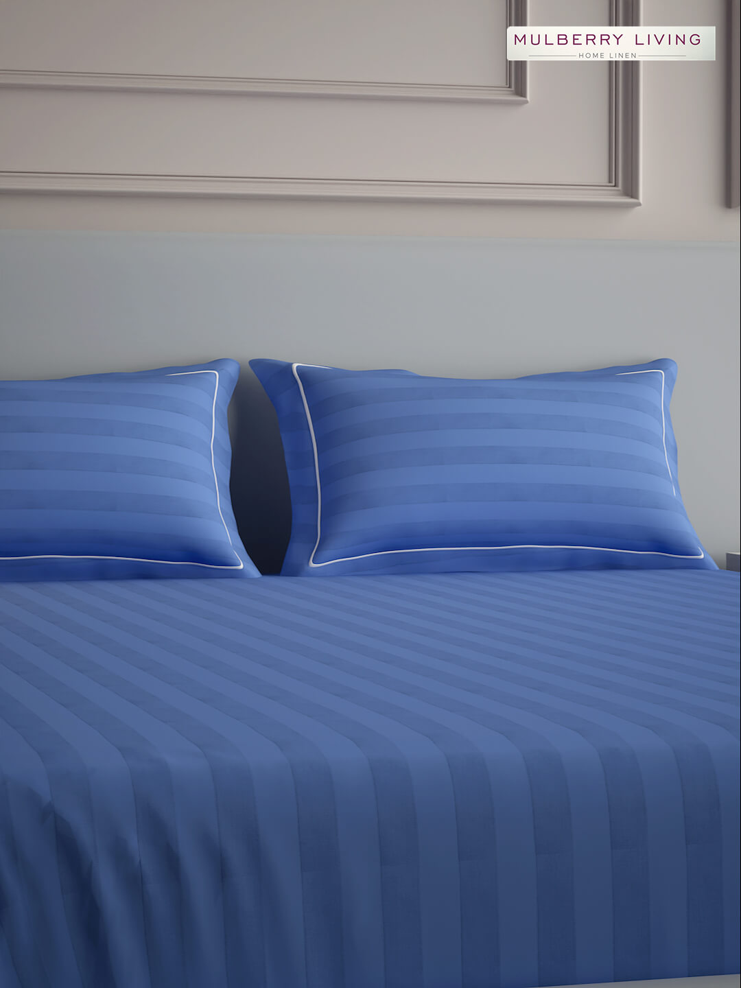 Elysian Stripes Pillow Covers (Set of 2) - 100% Cotton, 300TC, Ultra-Soft & Breathable