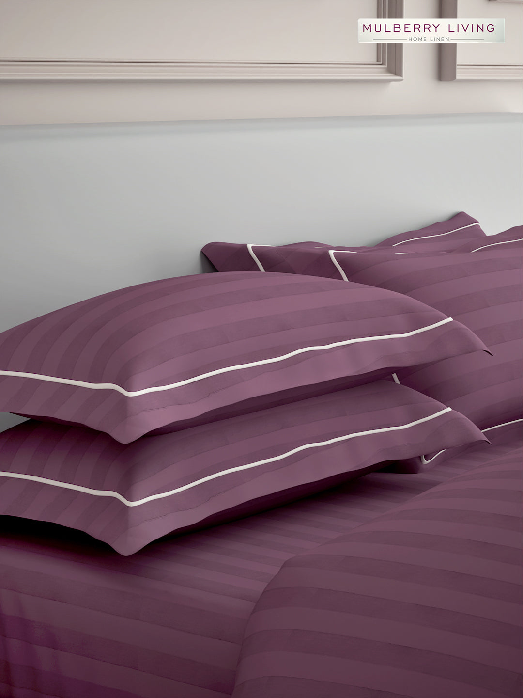 Elysian Stripes Pillow Covers (Set of 2) - 100% Cotton, 300TC, Ultra-Soft & Breathable