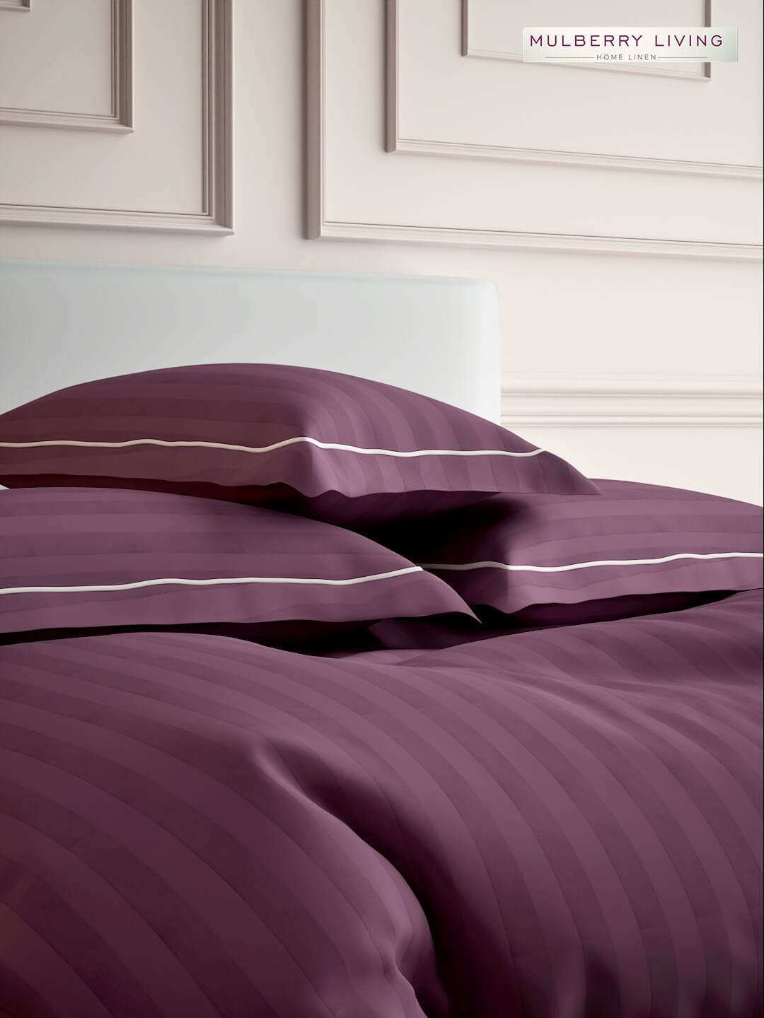 Elysian Stripes Pillow Covers (Set of 2) - 100% Cotton, 300TC, Ultra-Soft & Breathable