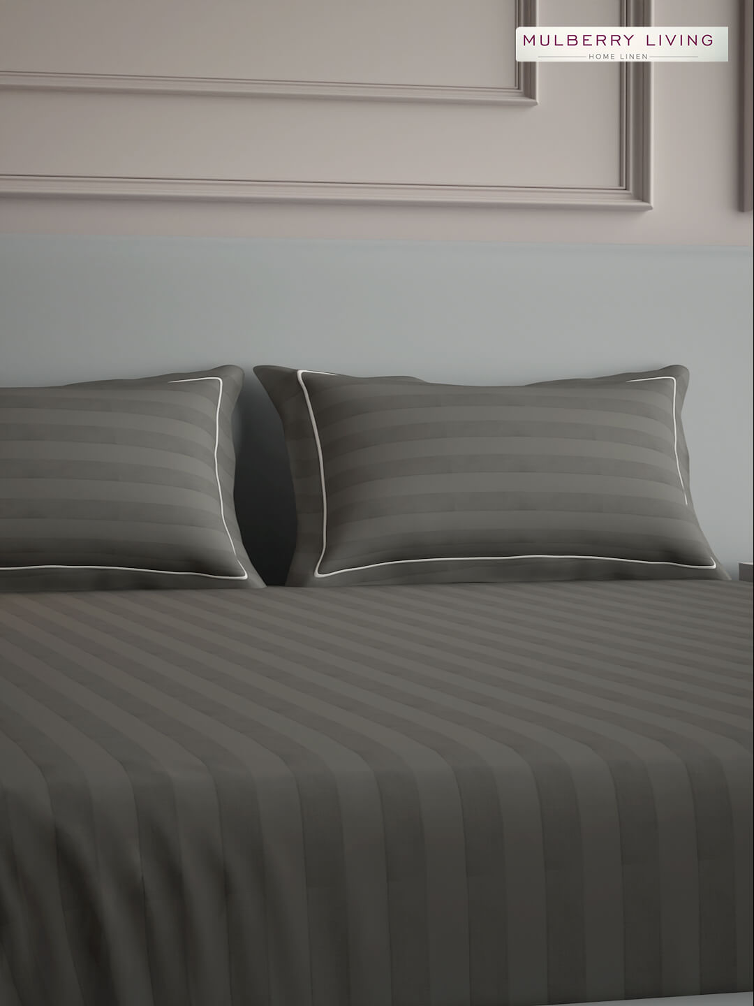 Elysian Stripes Pillow Covers (Set of 2) - 100% Cotton, 300TC, Ultra-Soft & Breathable