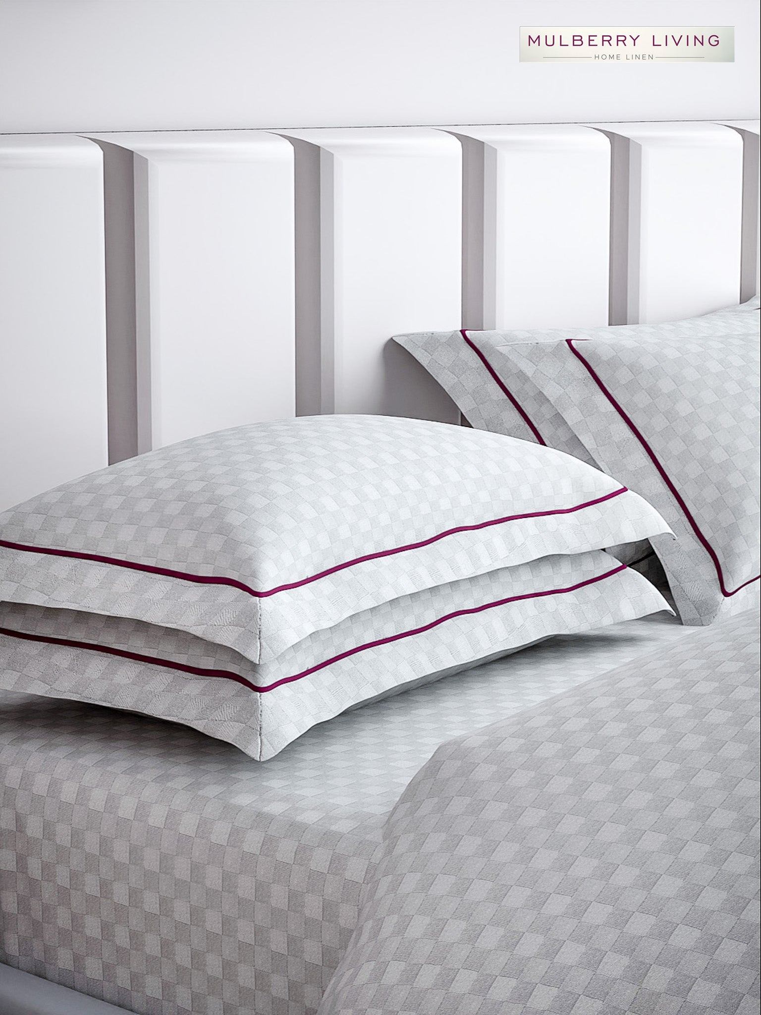 Urban Grid Pillow Covers (Set of 2) - 100% Cotton, 300TC, Ultra-Soft & Breathable