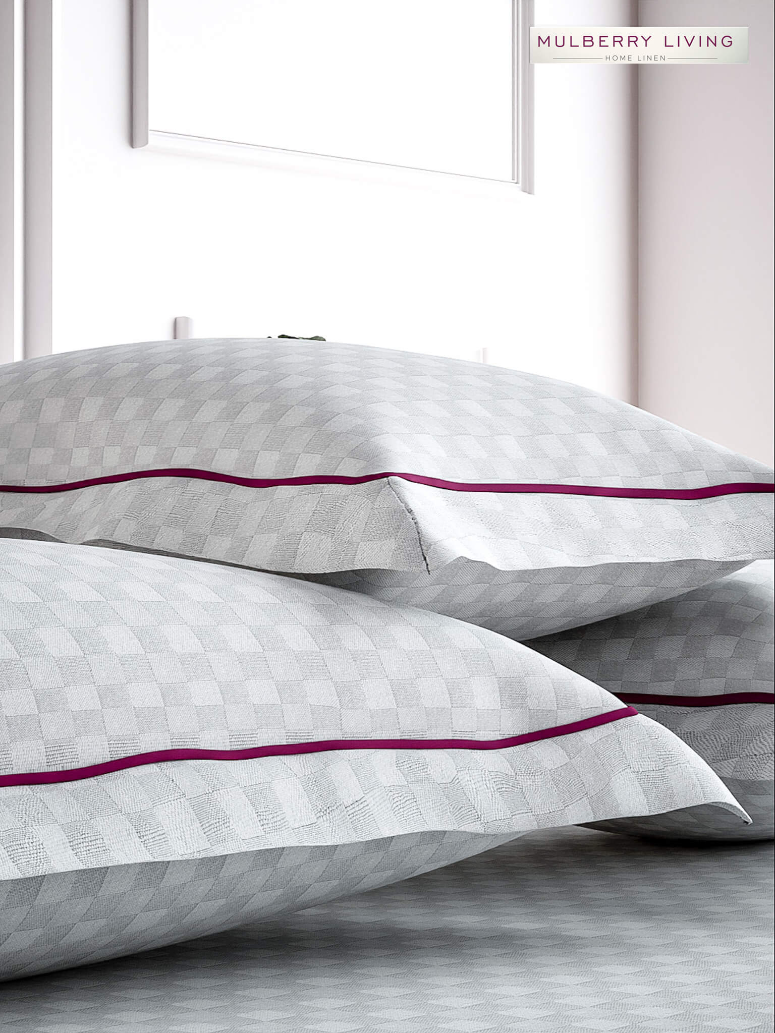 Urban Grid Pillow Covers (Set of 2) - 100% Cotton, 300TC, Ultra-Soft & Breathable