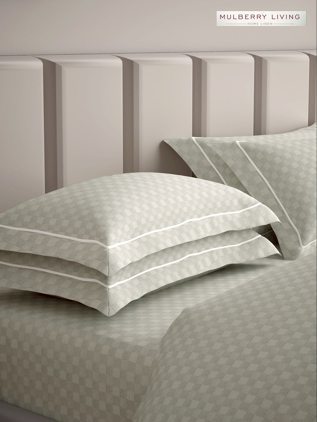 Urban Grid Pillow Covers (Set of 2) - 100% Cotton, 300TC, Ultra-Soft & Breathable