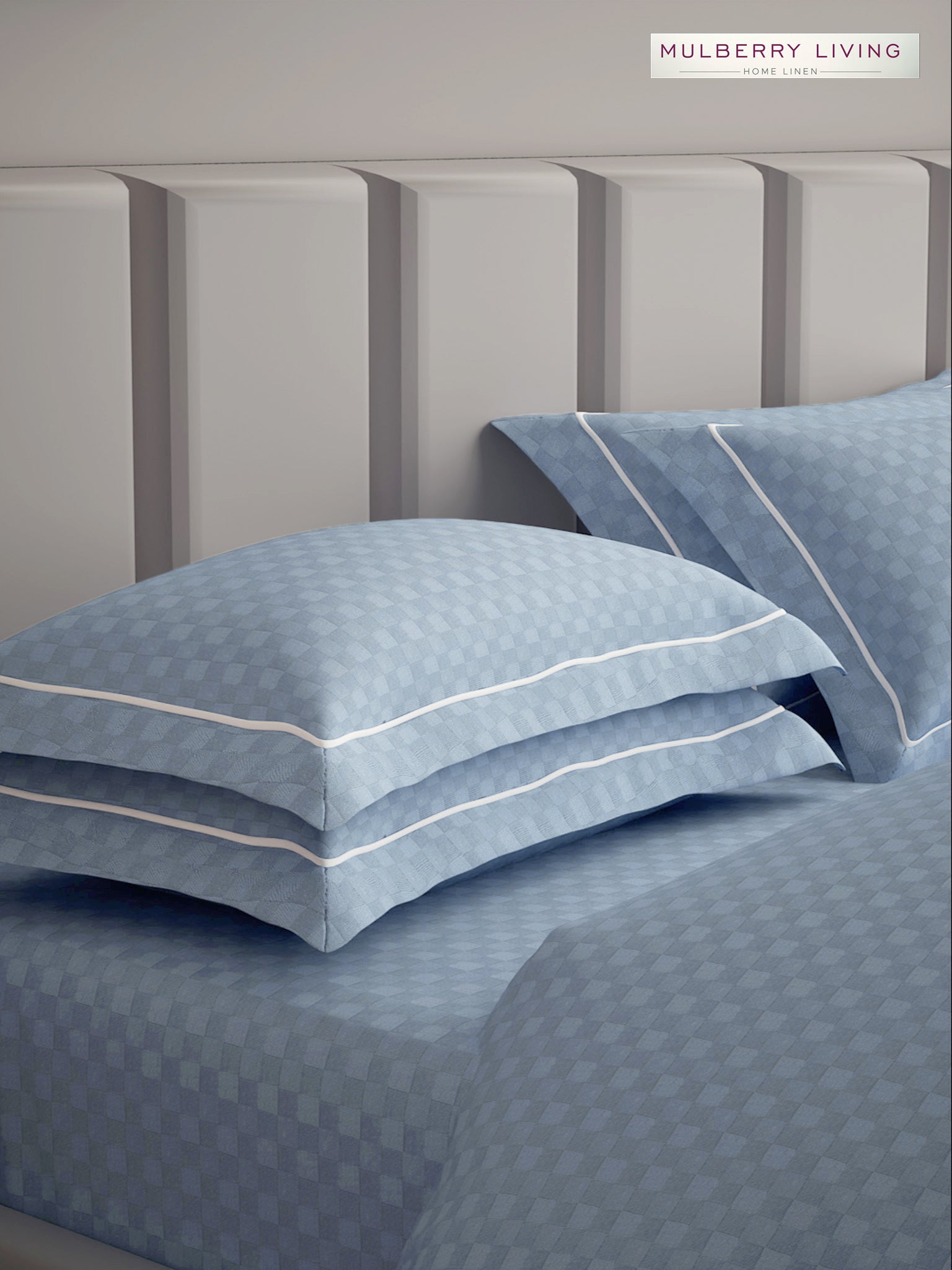 Urban Grid Pillow Covers (Set of 2) - 100% Cotton, 300TC, Ultra-Soft & Breathable