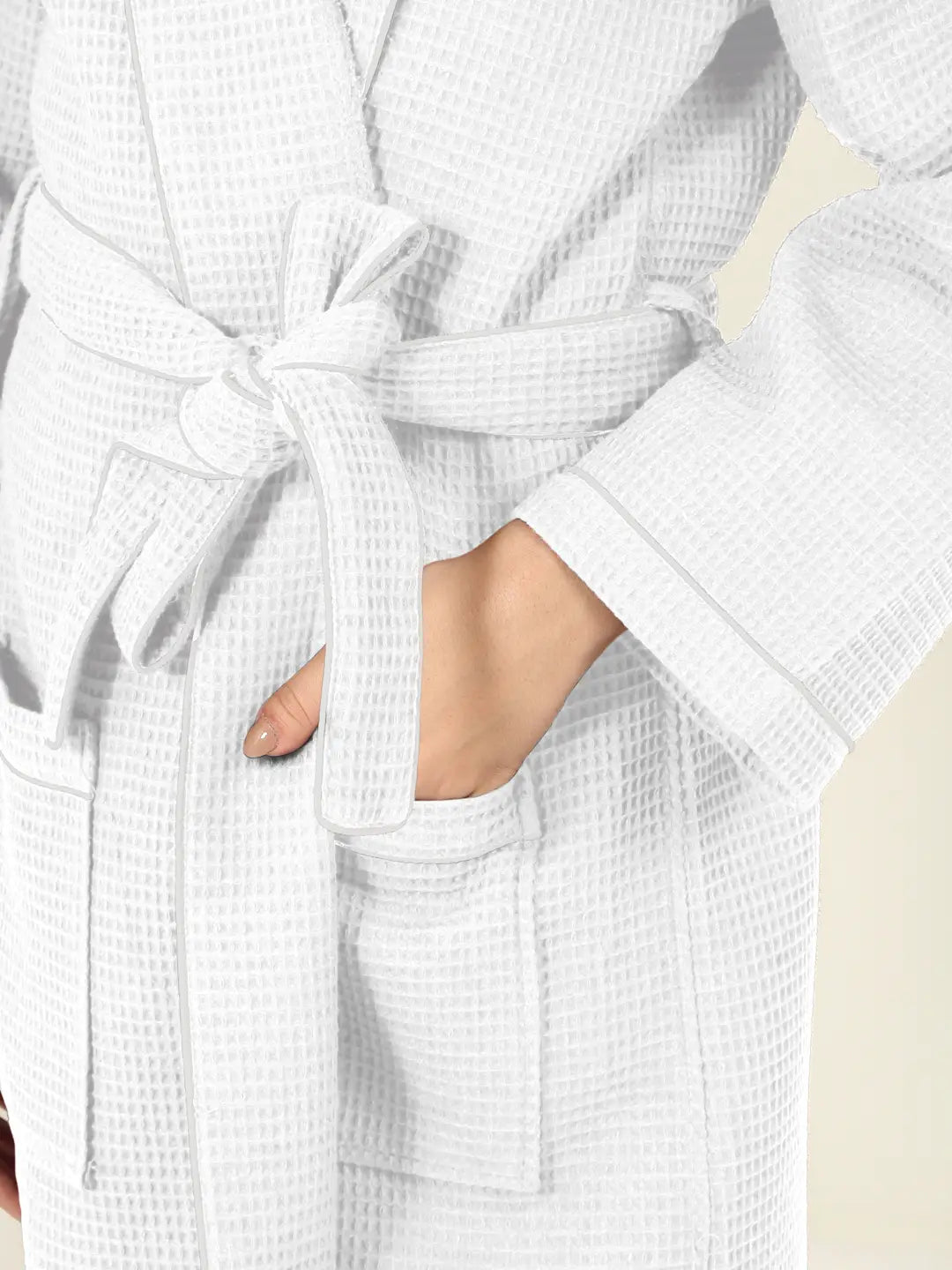 Waffle Luxe Cotton Bath Robe – 250 GSM Ultra Soft & Quick Dry, Unisex Free Size