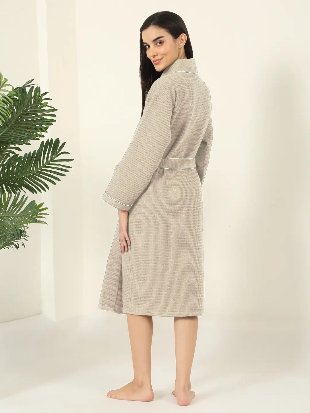 Waffle Luxe Cotton Bath Robe – 250 GSM Ultra Soft & Quick Dry, Unisex Free Size