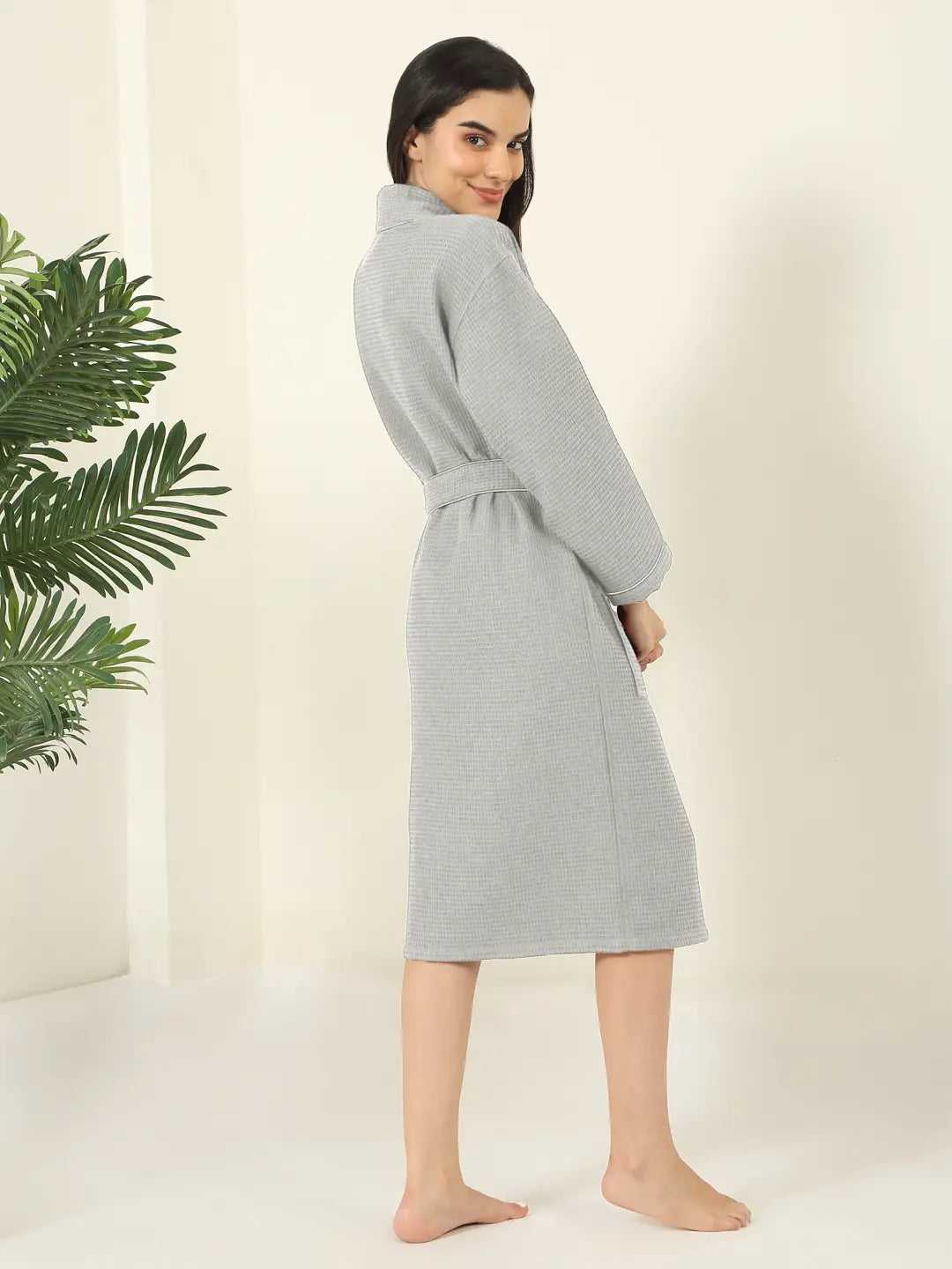 Waffle Luxe Cotton Bath Robe – 250 GSM Ultra Soft & Quick Dry, Unisex Free Size